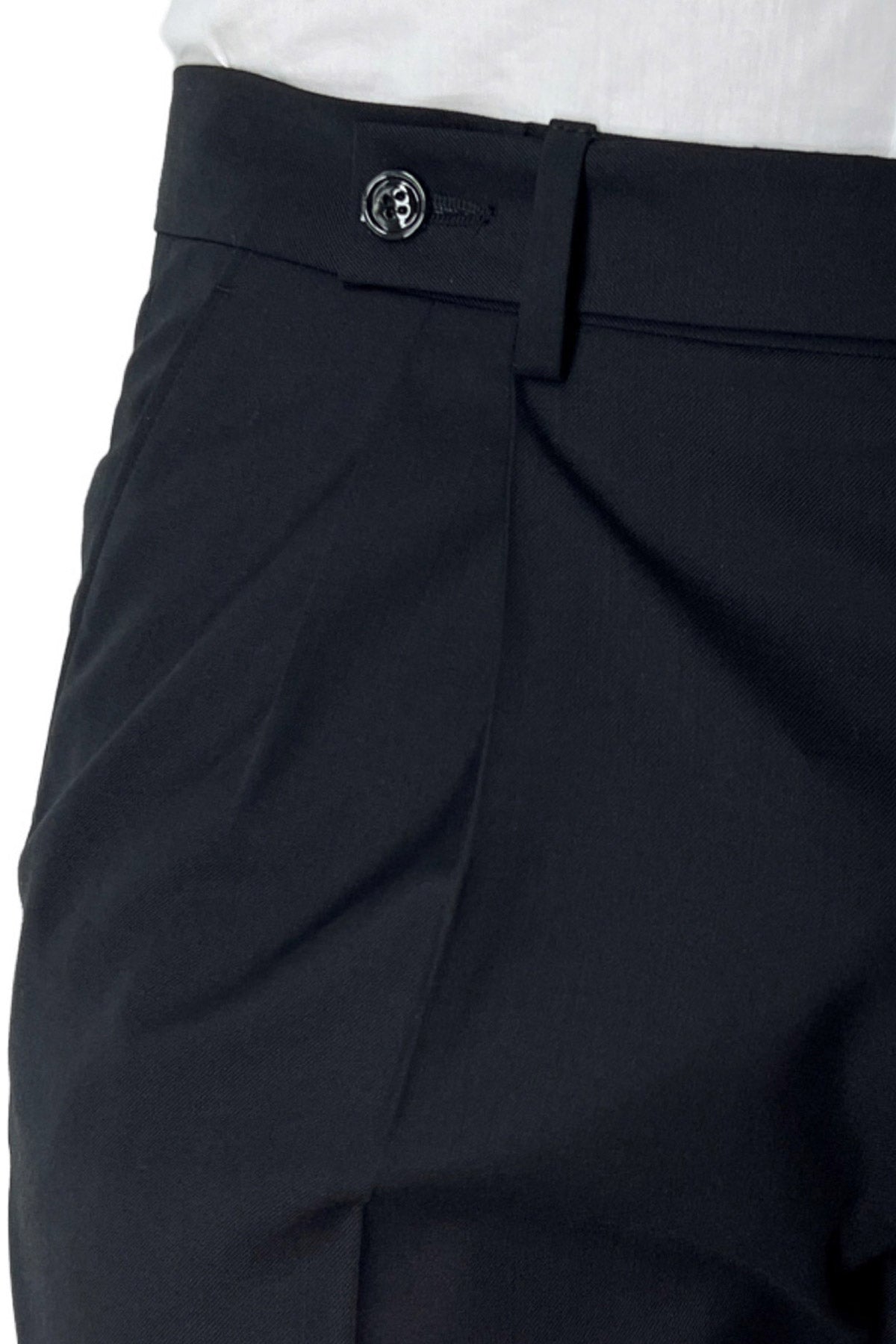 Pantalone uomo nero chiusura prolungata doppia pinces in fresco lana super 130's Vitale Barberis Canonico