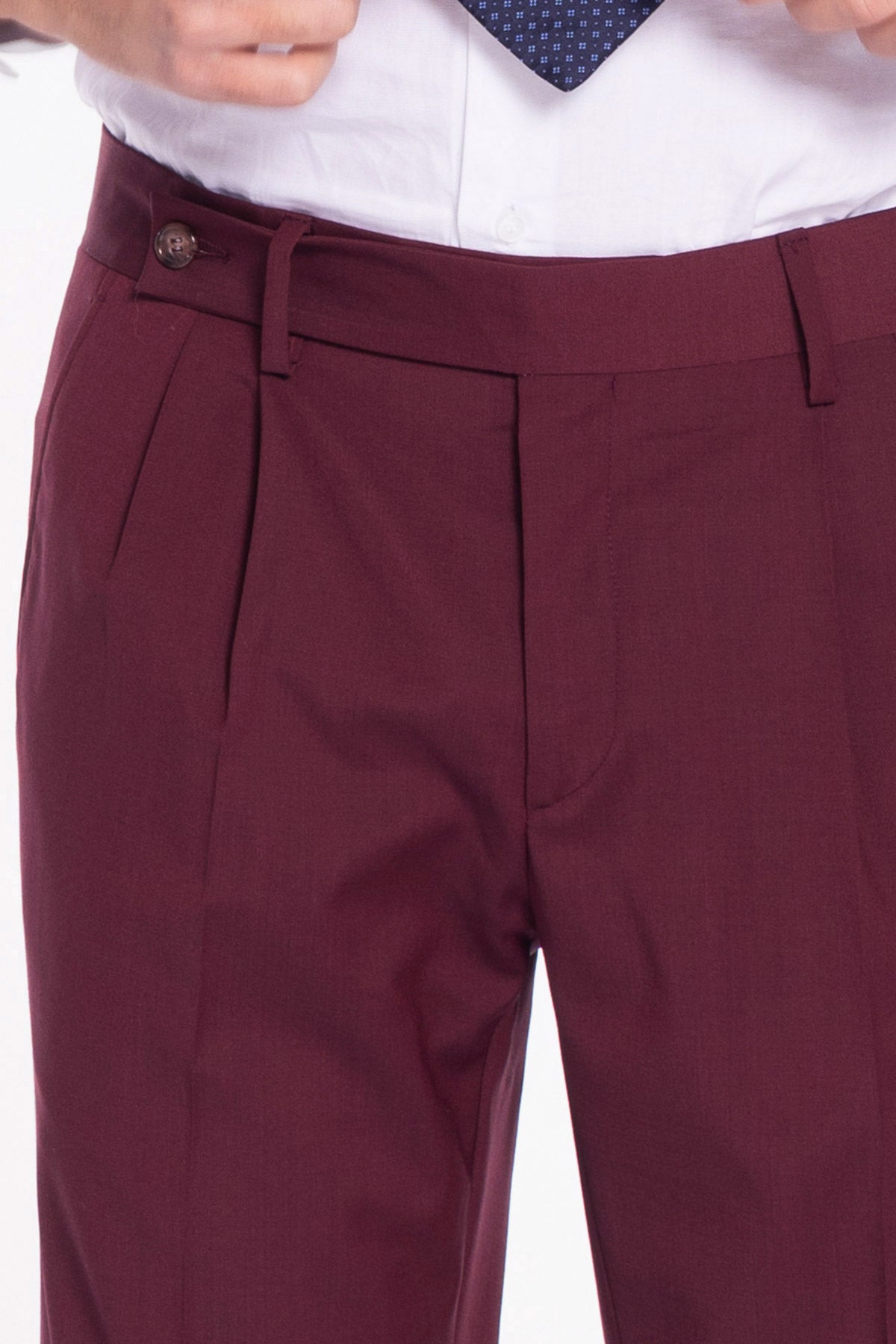 Pantalone uomo Boedeaux chiusura prolungata doppia pinces in fresco lana misto