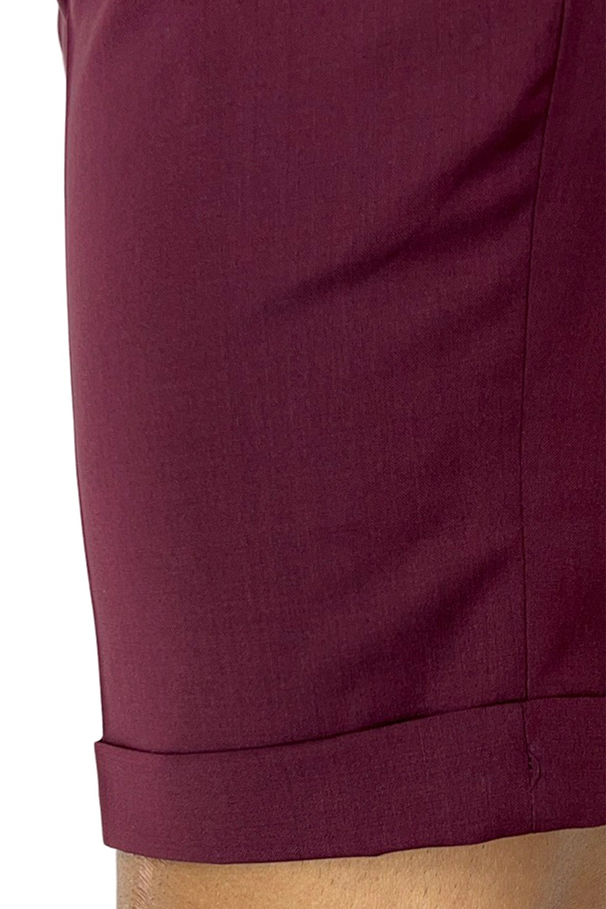 Bermuda uomo bordeaux chiusura prolungata doppia pinces in fresco lana misto