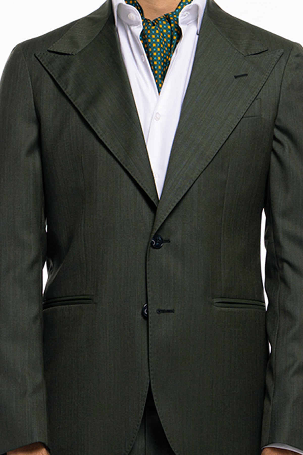 Giacca uomo monopetto verde militare Solaro in fresco lana e seta Vitale Barberis Canonico Rever a lancia