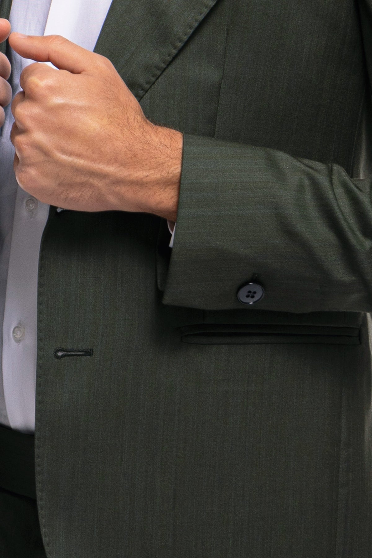 Giacca uomo monopetto verde militare Solaro in fresco lana e seta Vitale Barberis Canonico Rever a lancia