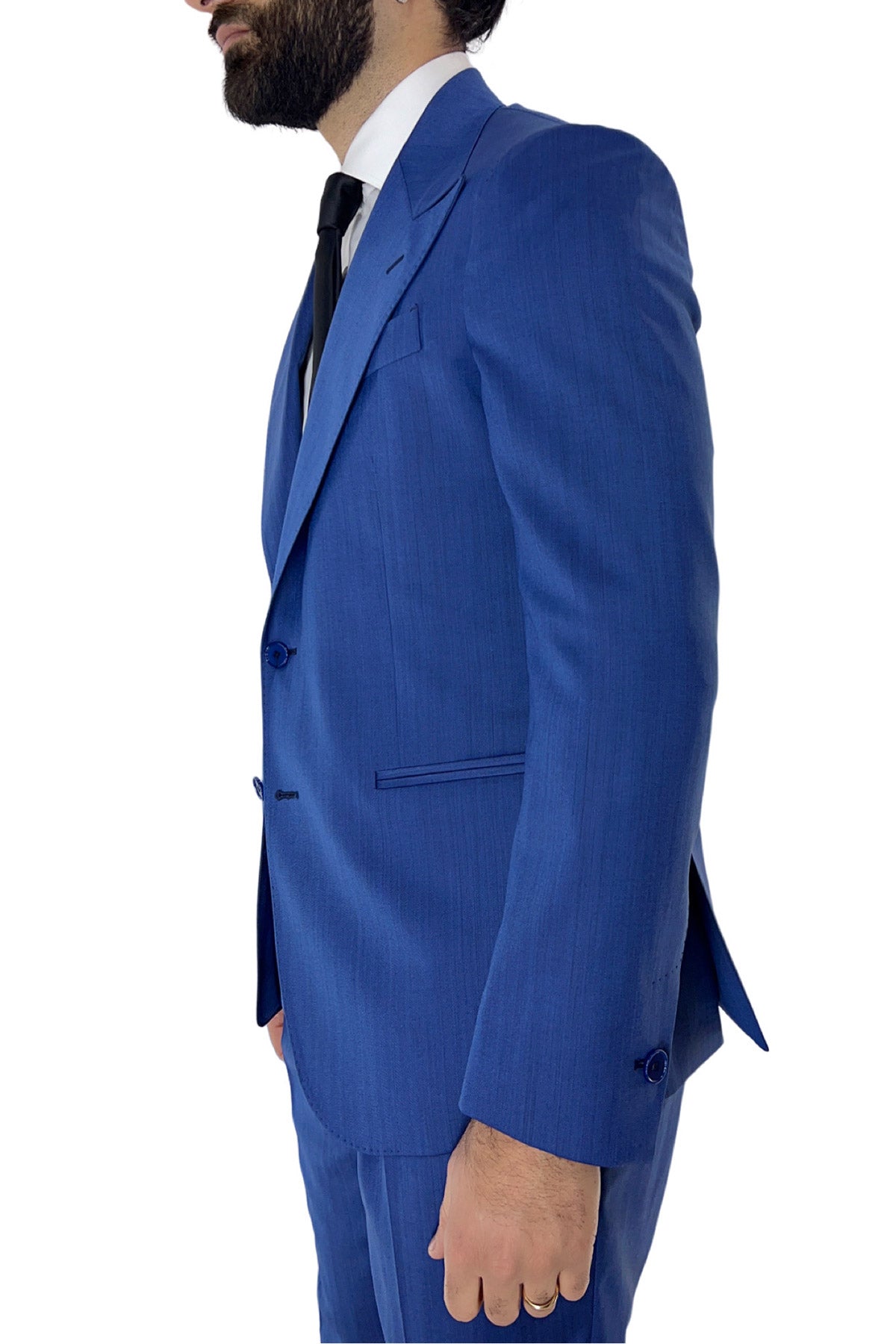 Giacca uomo monopetto Azzurra Solaro in fresco lana e seta Vitale Barberis Canonico Rever a lancia