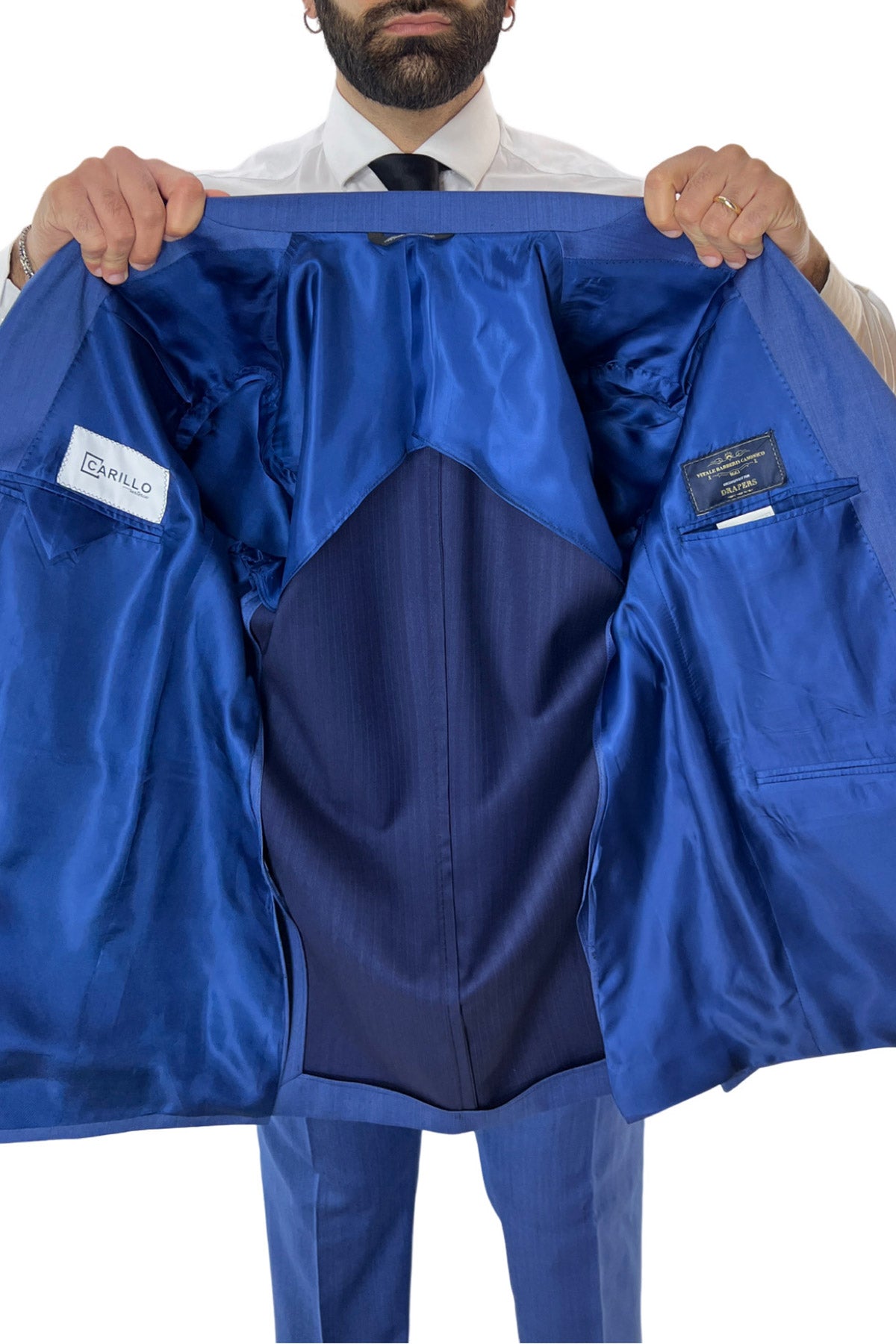 Giacca uomo monopetto Azzurra Solaro in fresco lana e seta Vitale Barberis Canonico Rever a lancia