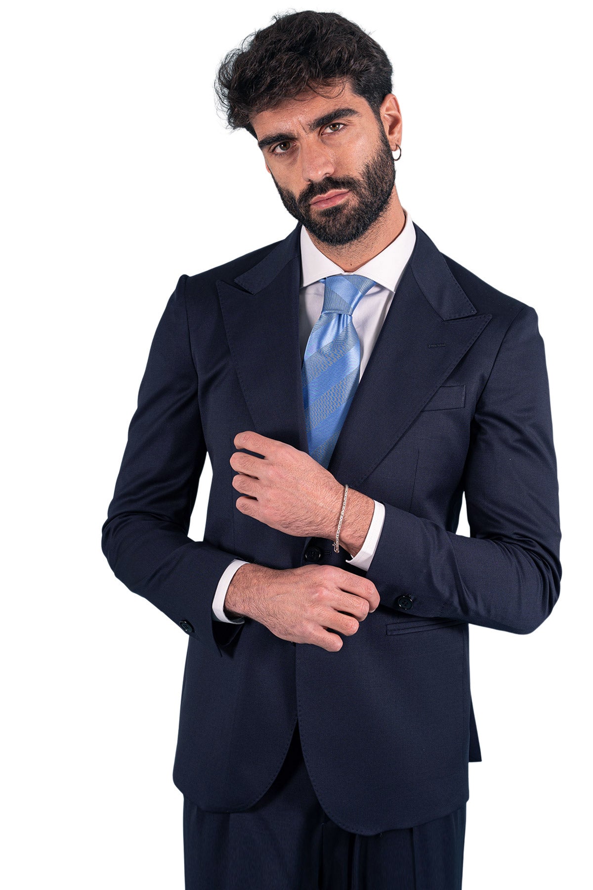 Giacca uomo monopetto Navy blu fresco lana super 130's Vitale Barberis Canonico Rever a lancia