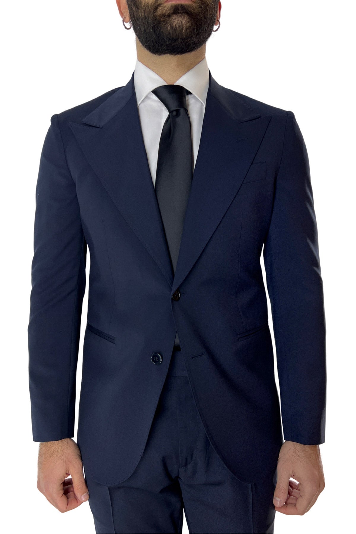 Giacca uomo monopetto Navy blu fresco lana super 130's Vitale Barberis Canonico Rever a lancia