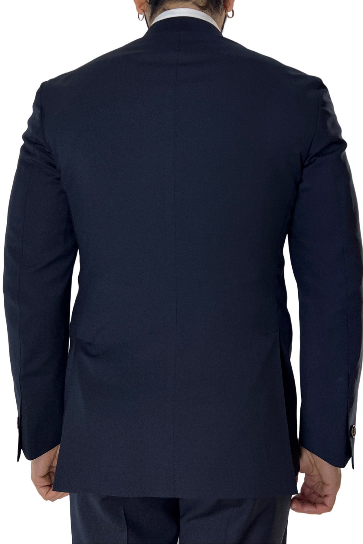 Giacca uomo monopetto Navy blu fresco lana super 130's Vitale Barberis Canonico Rever a lancia