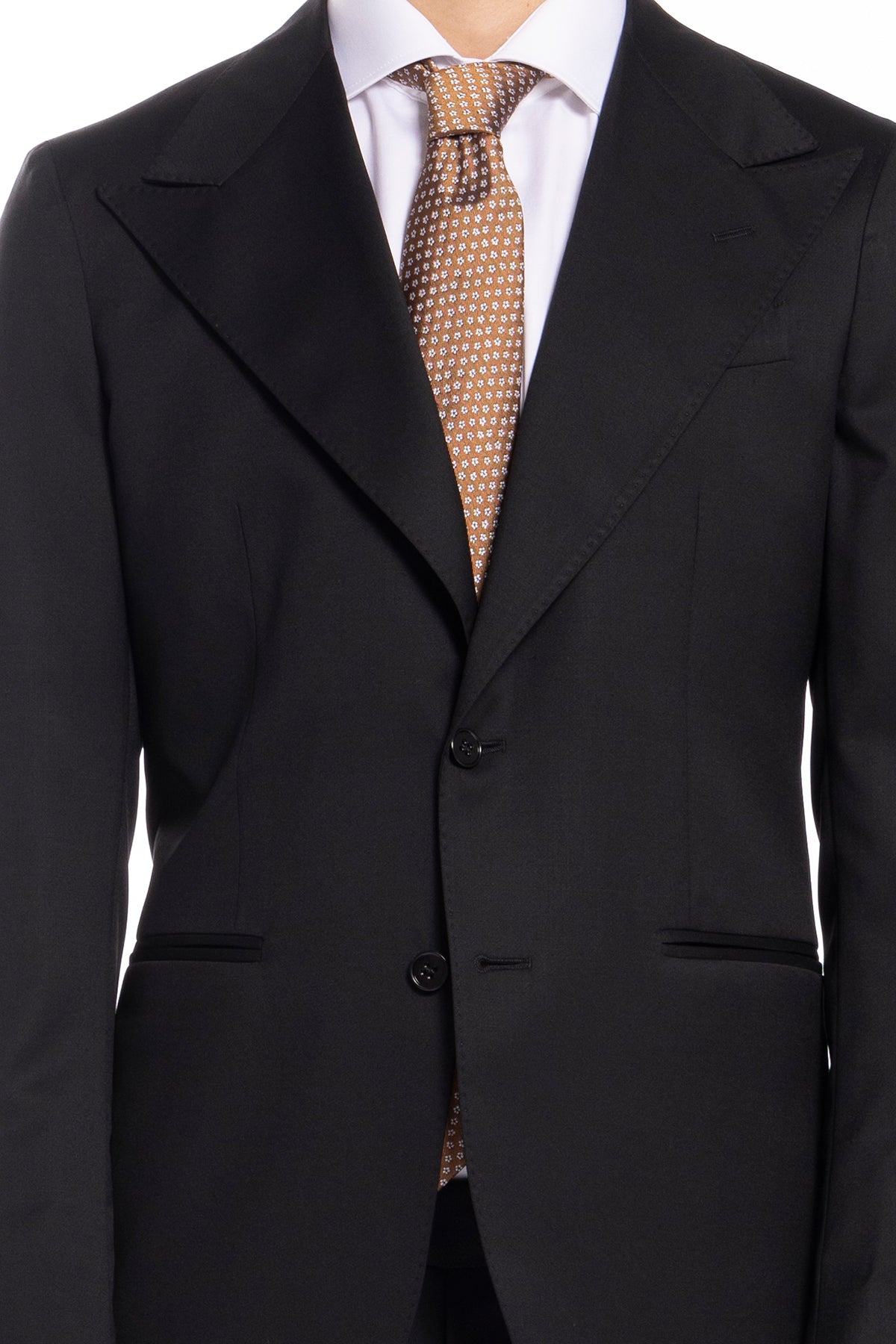 Abito uomo monopetto nera fresco lana super 130's Vitale Barberis Canonico Rever a lancia