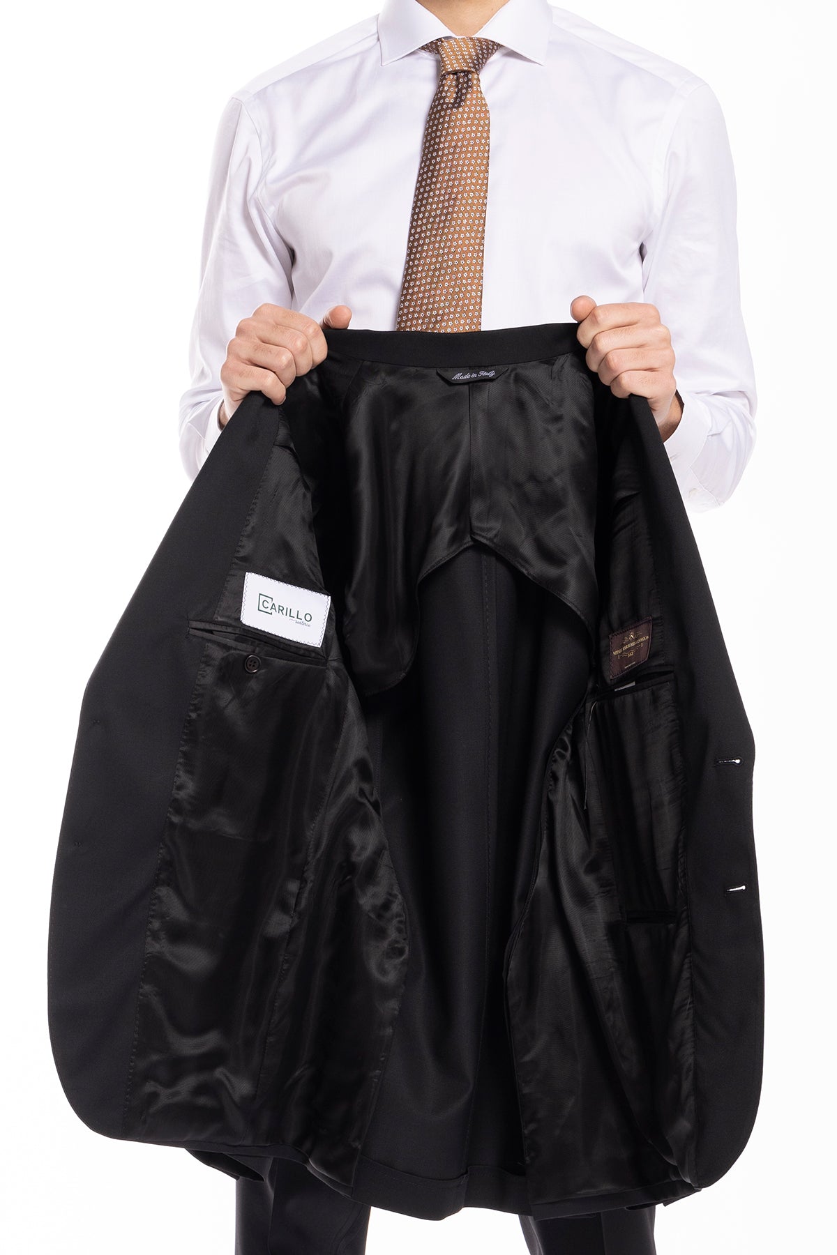 Abito uomo monopetto nera fresco lana super 130's Vitale Barberis Canonico Rever a lancia