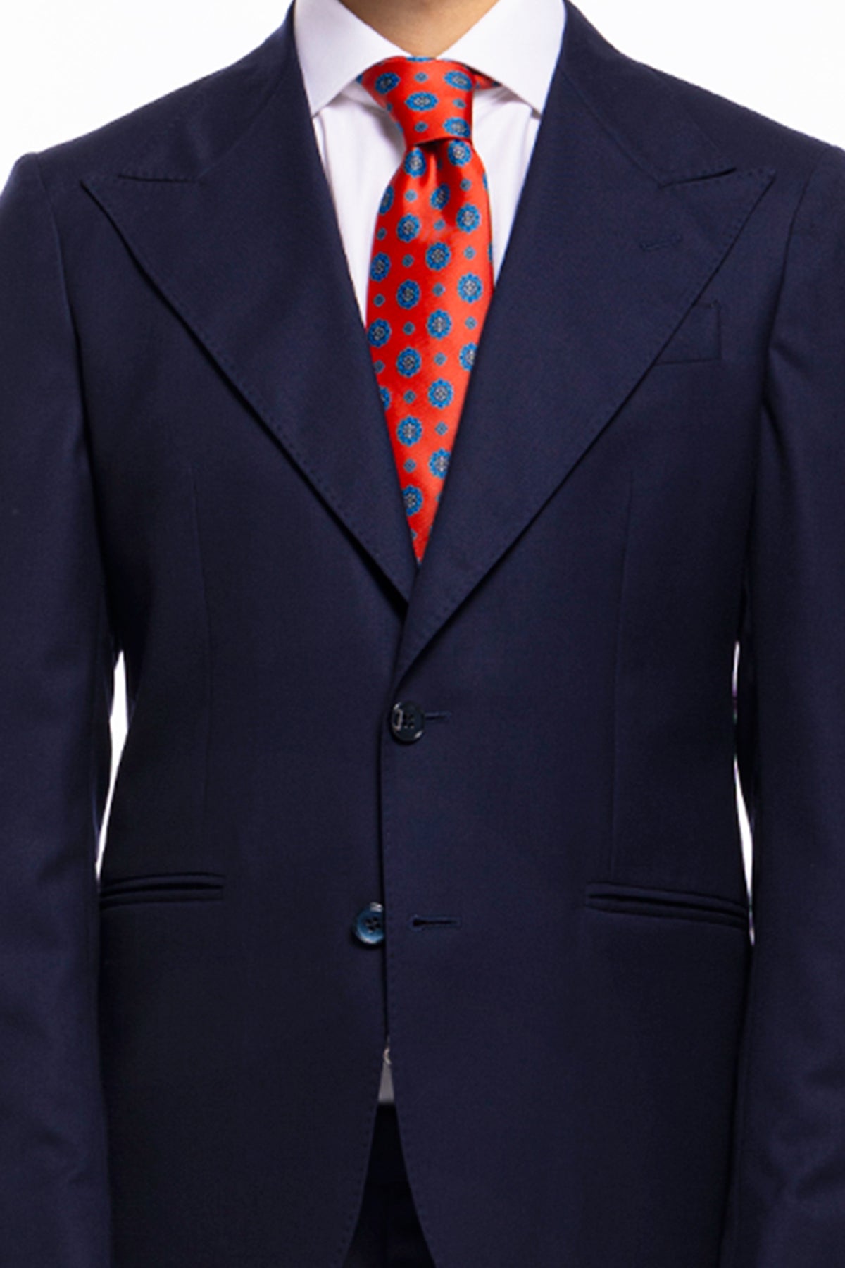 Giacca uomo monopetto Navy blu fresco lana super 140's Holland & Sherry Rever a lancia
