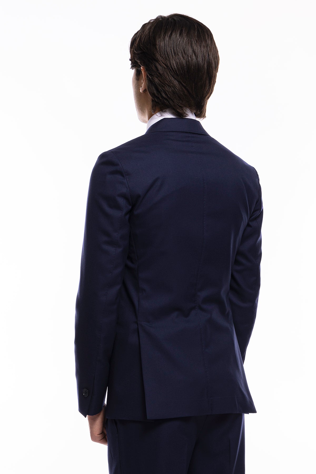 Giacca uomo monopetto Navy blu fresco lana super 140's Holland & Sherry Rever a lancia