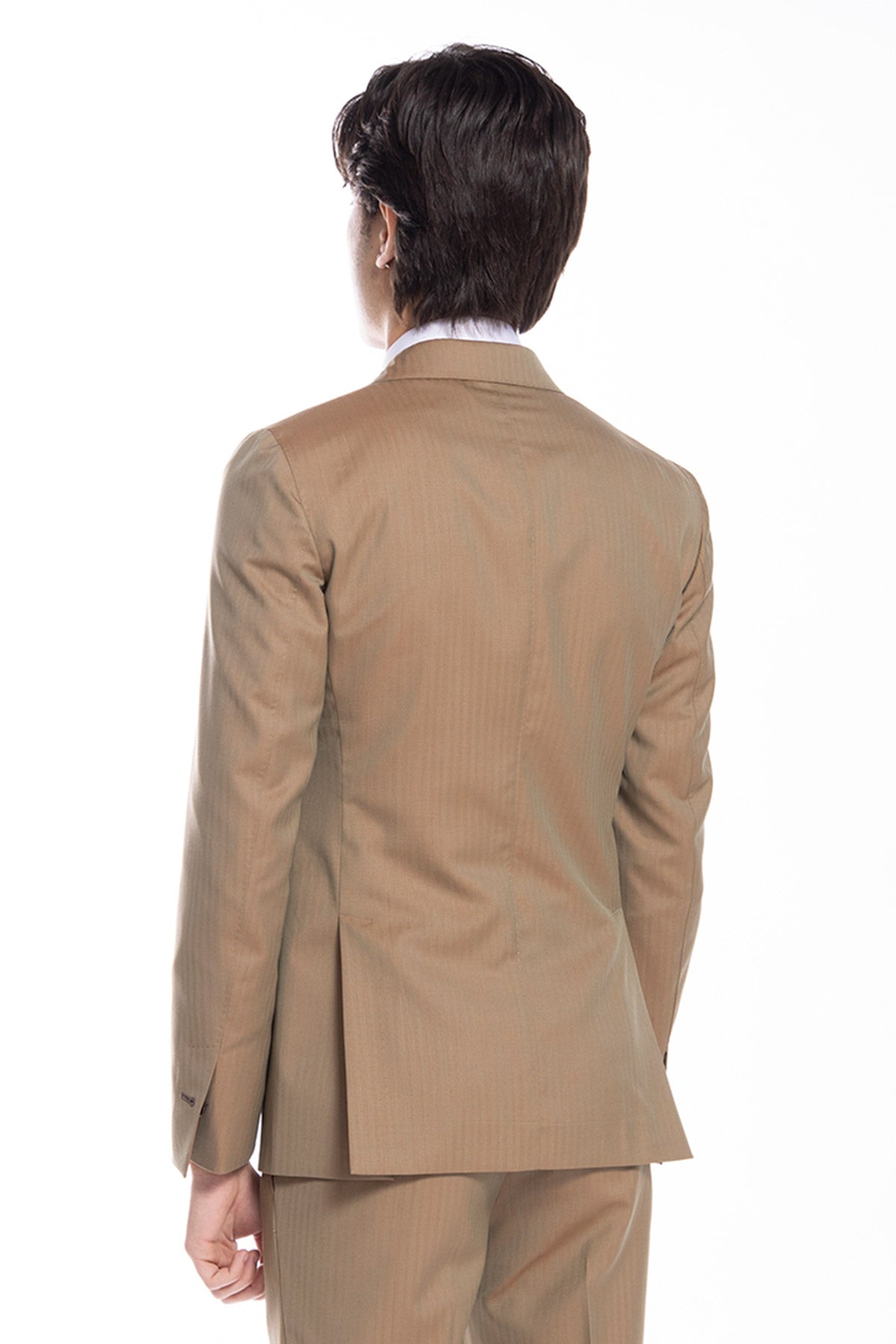 Giacca uomo monopetto fango Solaro fresco lana super 100's e seta Holland & Sherry Rever a lancia