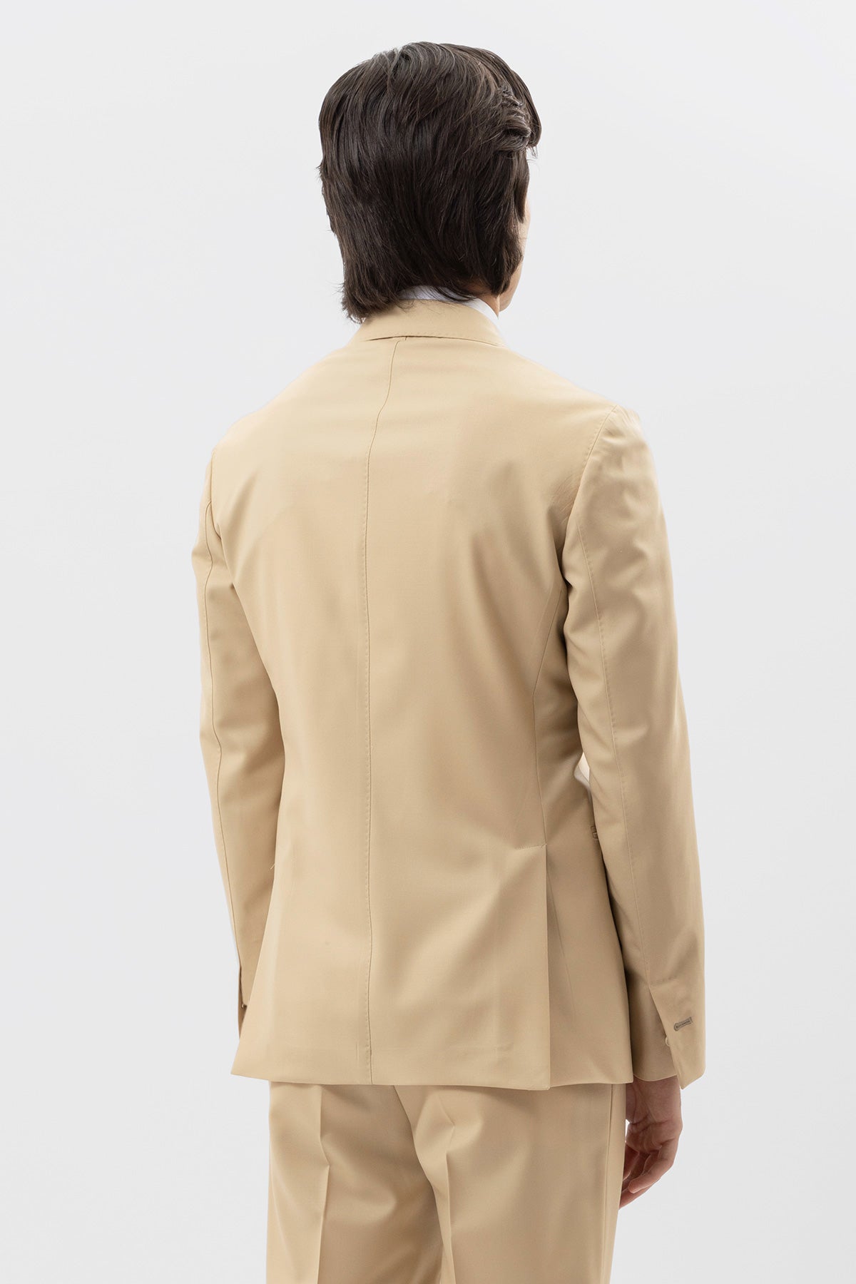 Abito uomo monopetto Beige fresco lana super 140's Holland & Sherry Rever a lancia .