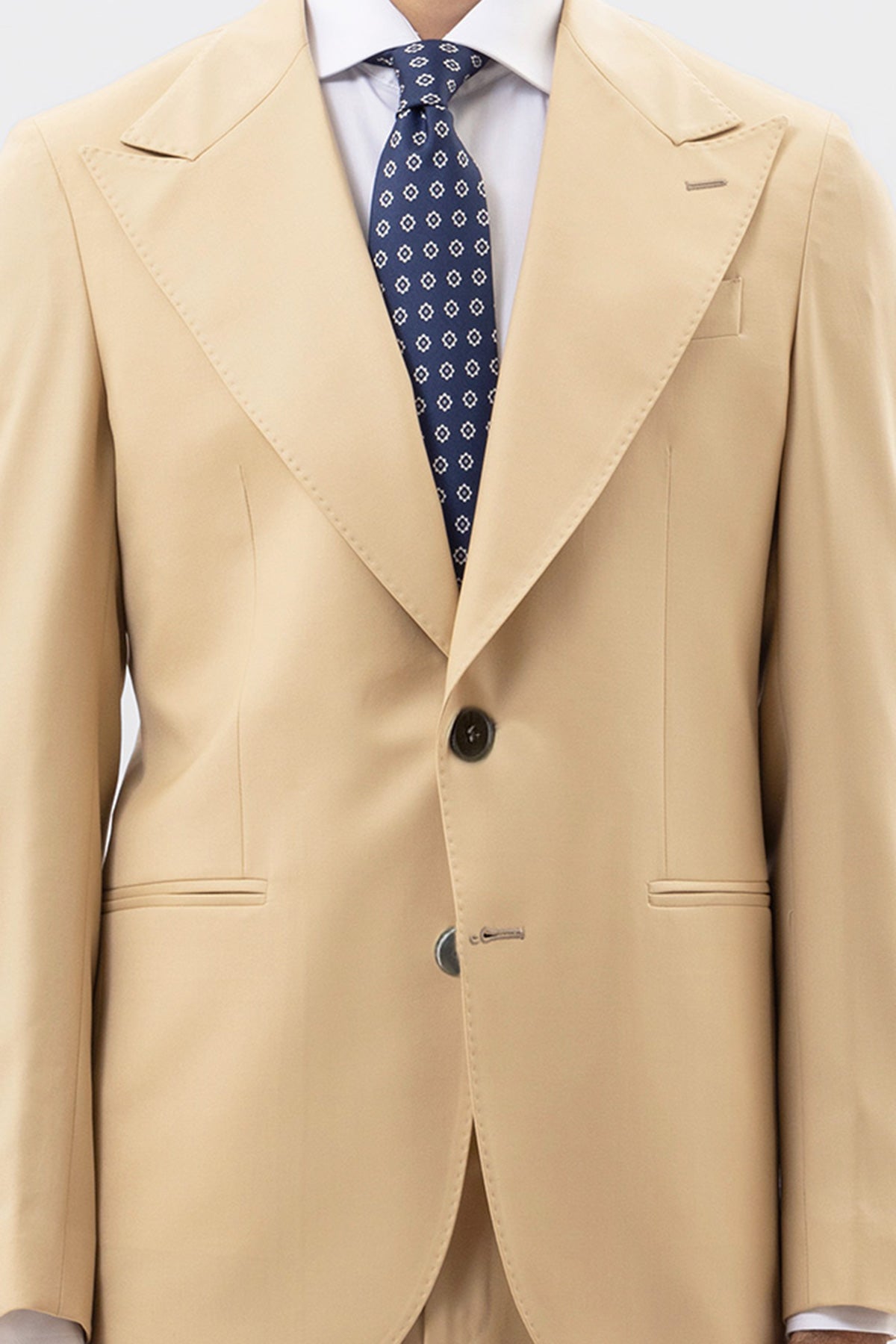 Giacca uomo monopetto Beige fresco lana super 140's Holland & Sherry Rever a lancia