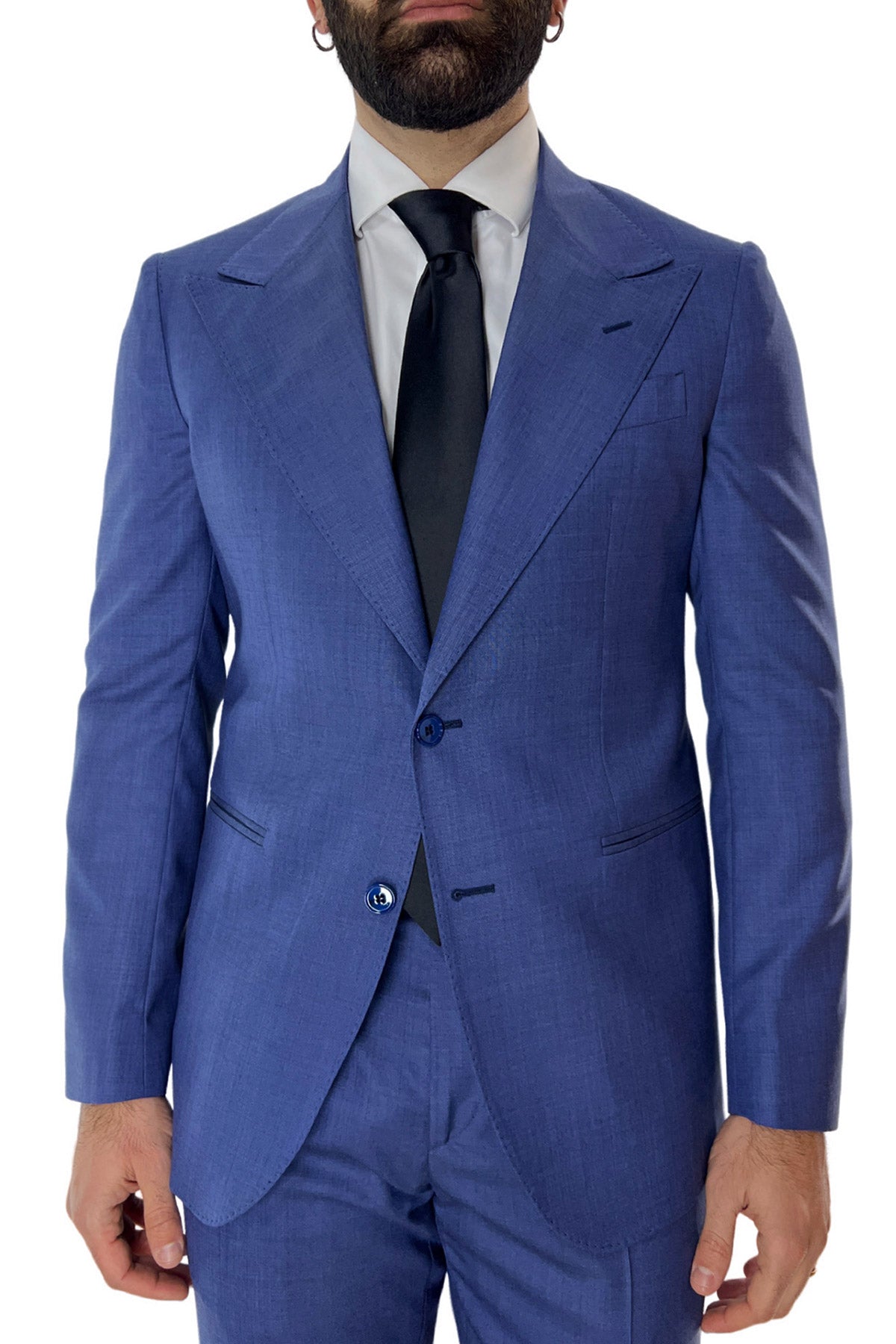 Giacca uomo monopetto Denim fresco lana super 140's Holland & Sherry Rever a lancia