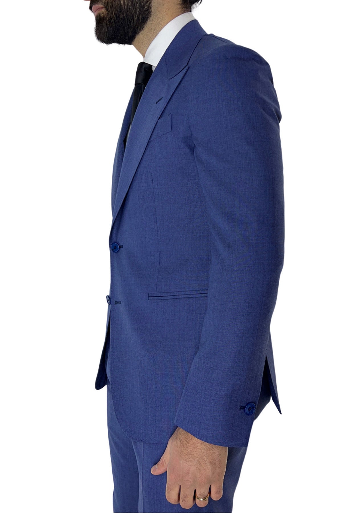 Giacca uomo monopetto Denim fresco lana super 140's Holland & Sherry Rever a lancia