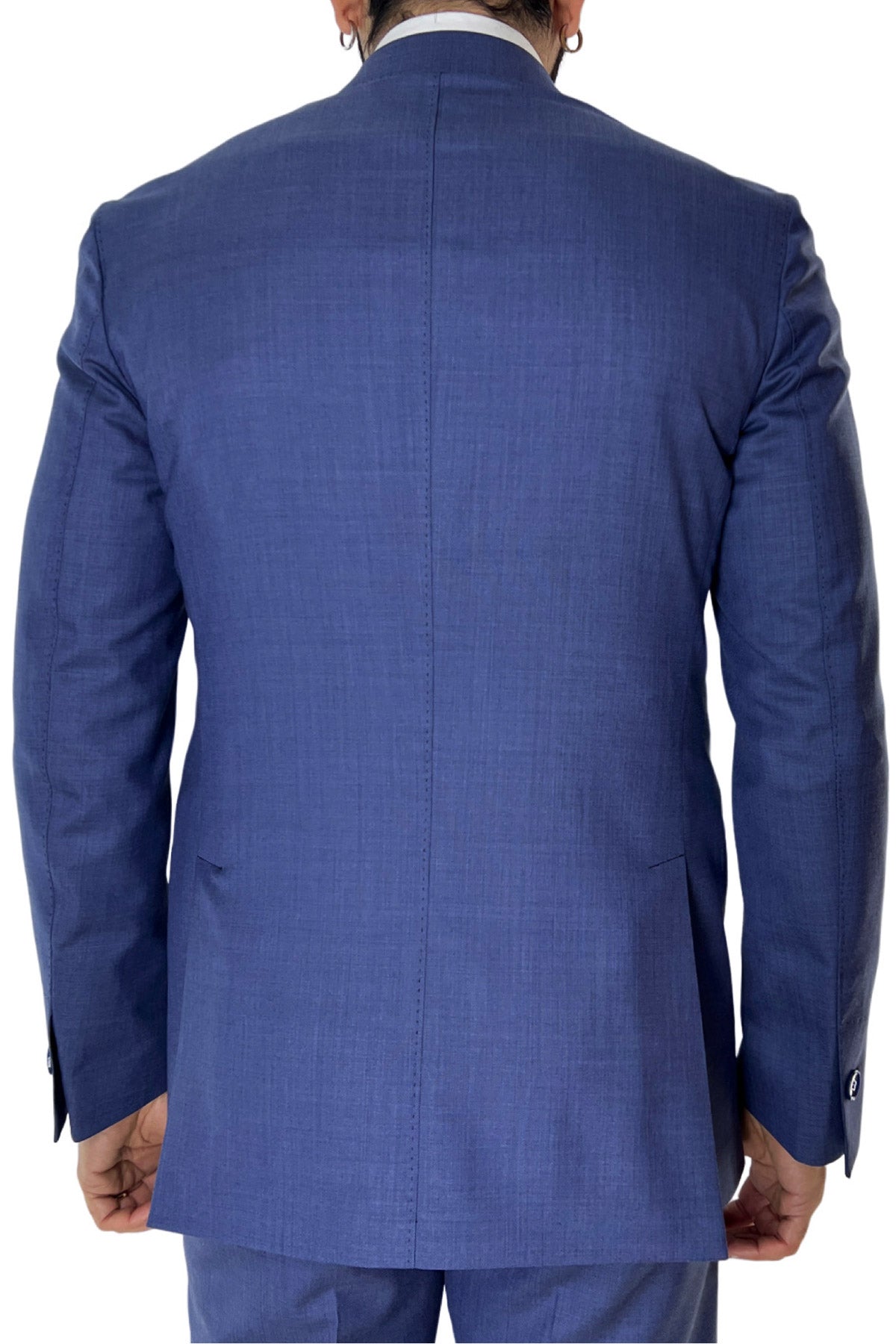 Giacca uomo monopetto Denim fresco lana super 140's Holland & Sherry Rever a lancia