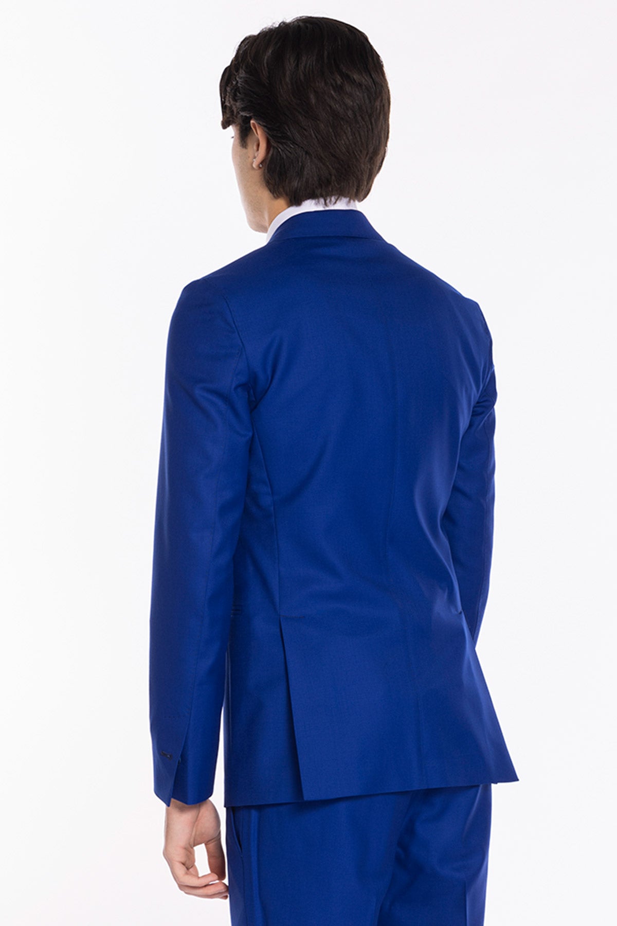 Abito uomo monopetto royal blu fresco lana super 140's Holland & Sherry Rever a lancia