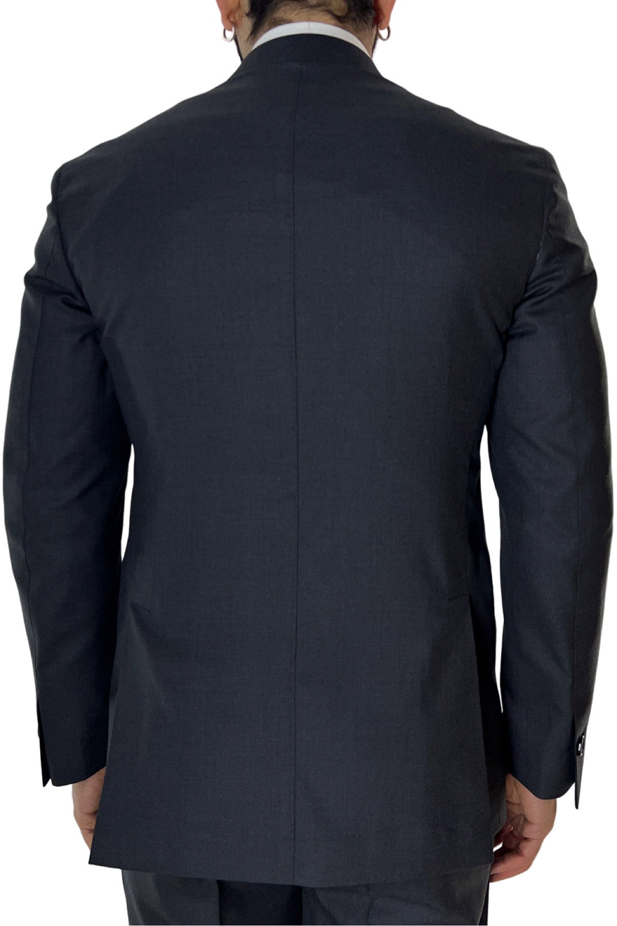 Abito uomo monopetto grigio scuro fresco lana super 140's Holland & Sherry Rever a lancia