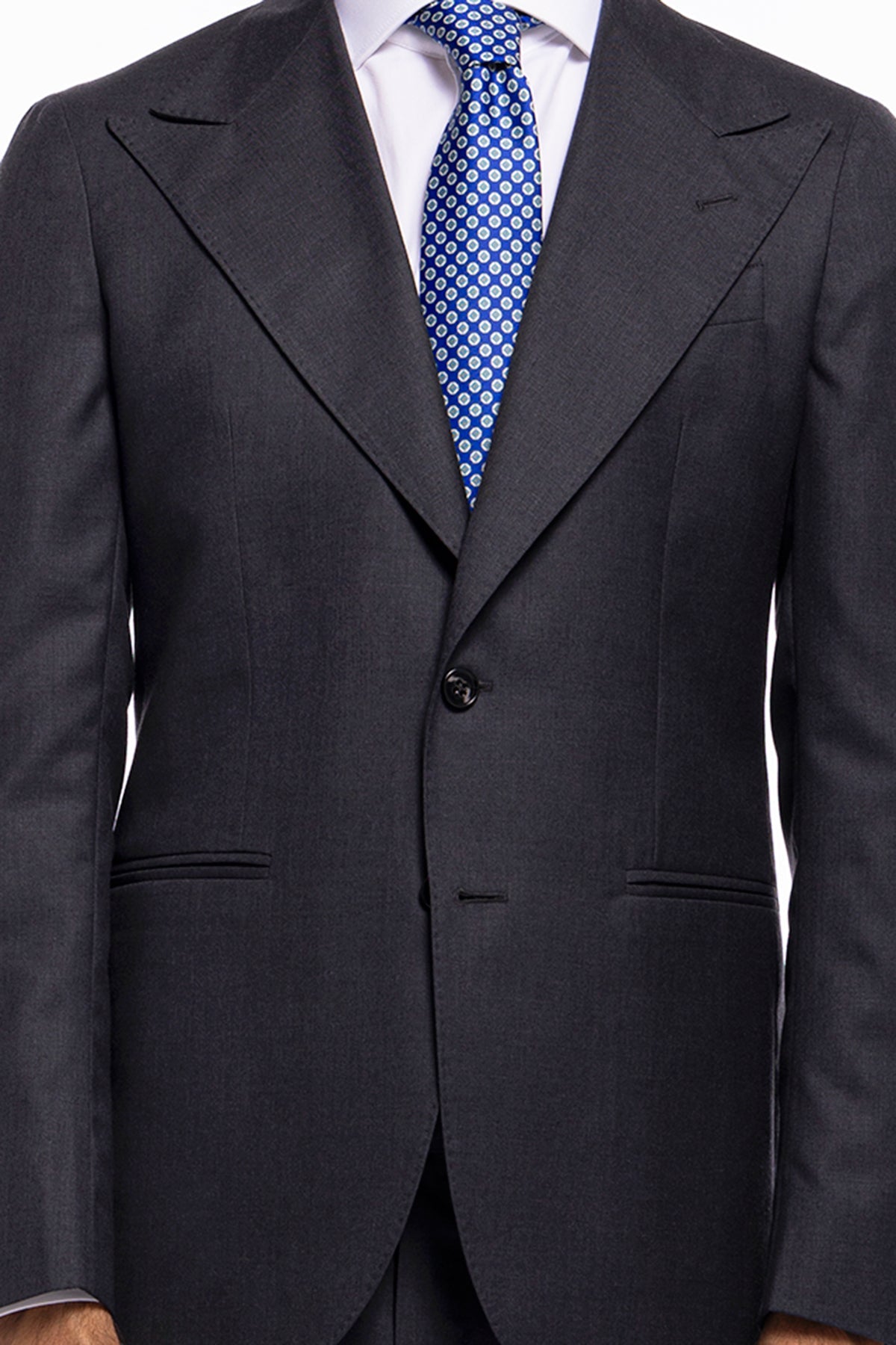 Giacca uomo monopetto grigio scuro fresco lana super 140's Holland & Sherry Rever a lancia