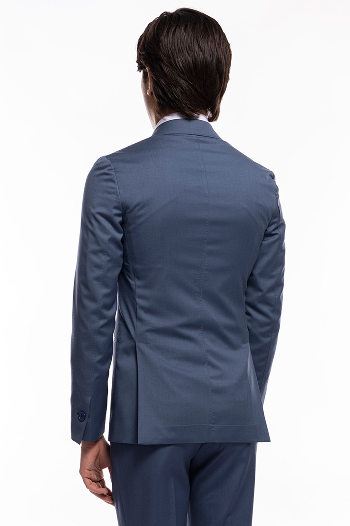 Giacca uomo monopetto celeste polvere fresco lana super 120's Worsted Holland & Sherry Rever a lancia