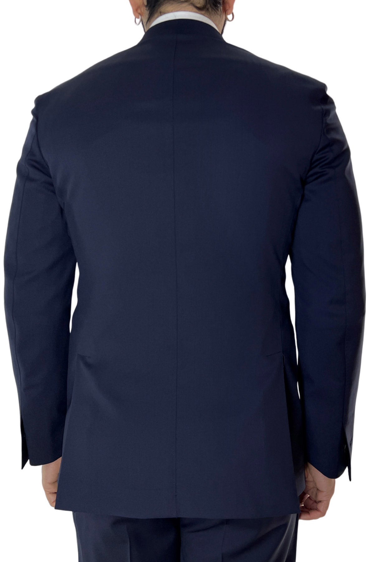 Giacca uomo monopetto navy blu fresco lana mista Rever a lancia