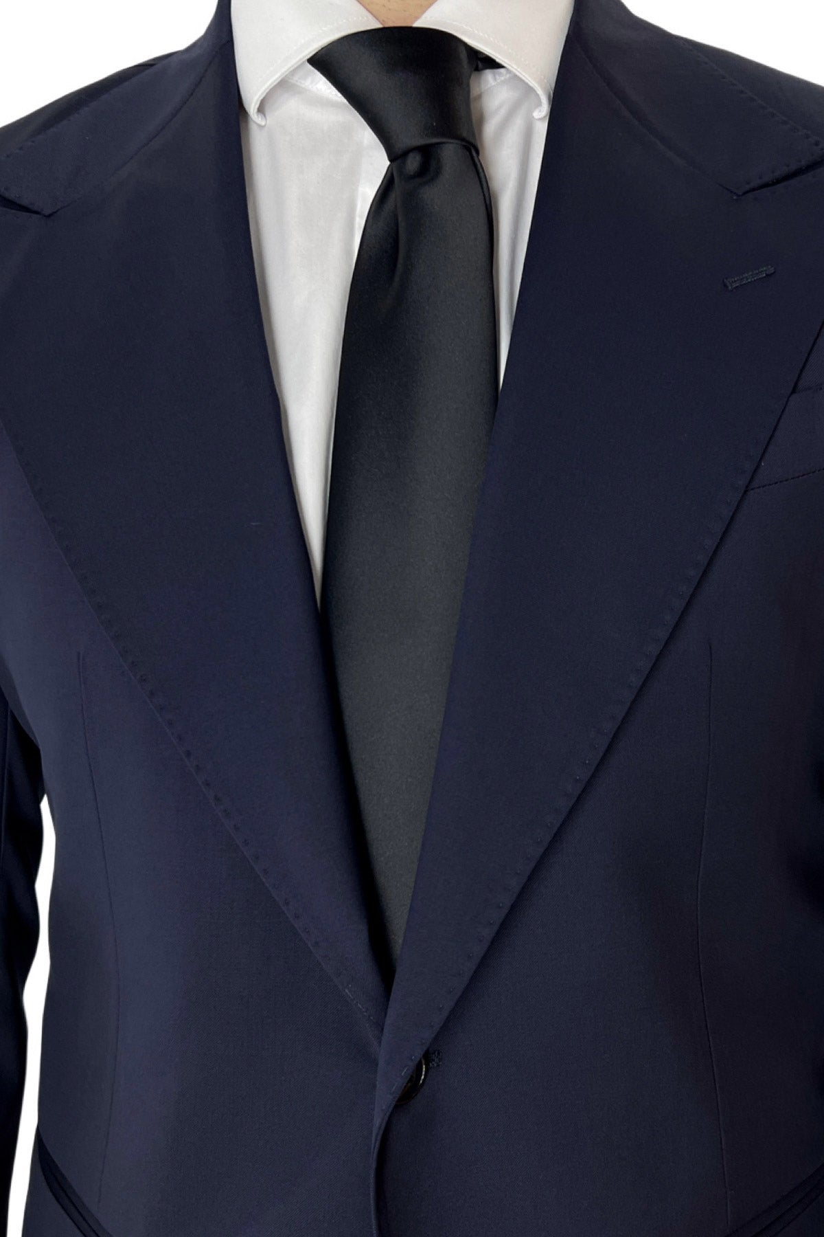 Giacca uomo monopetto navy blu fresco lana mista Rever a lancia