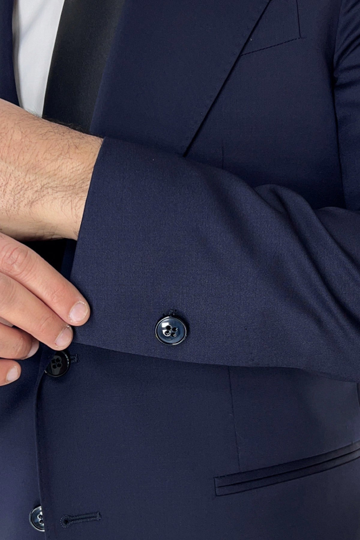 Giacca uomo monopetto navy blu fresco lana mista Rever a lancia