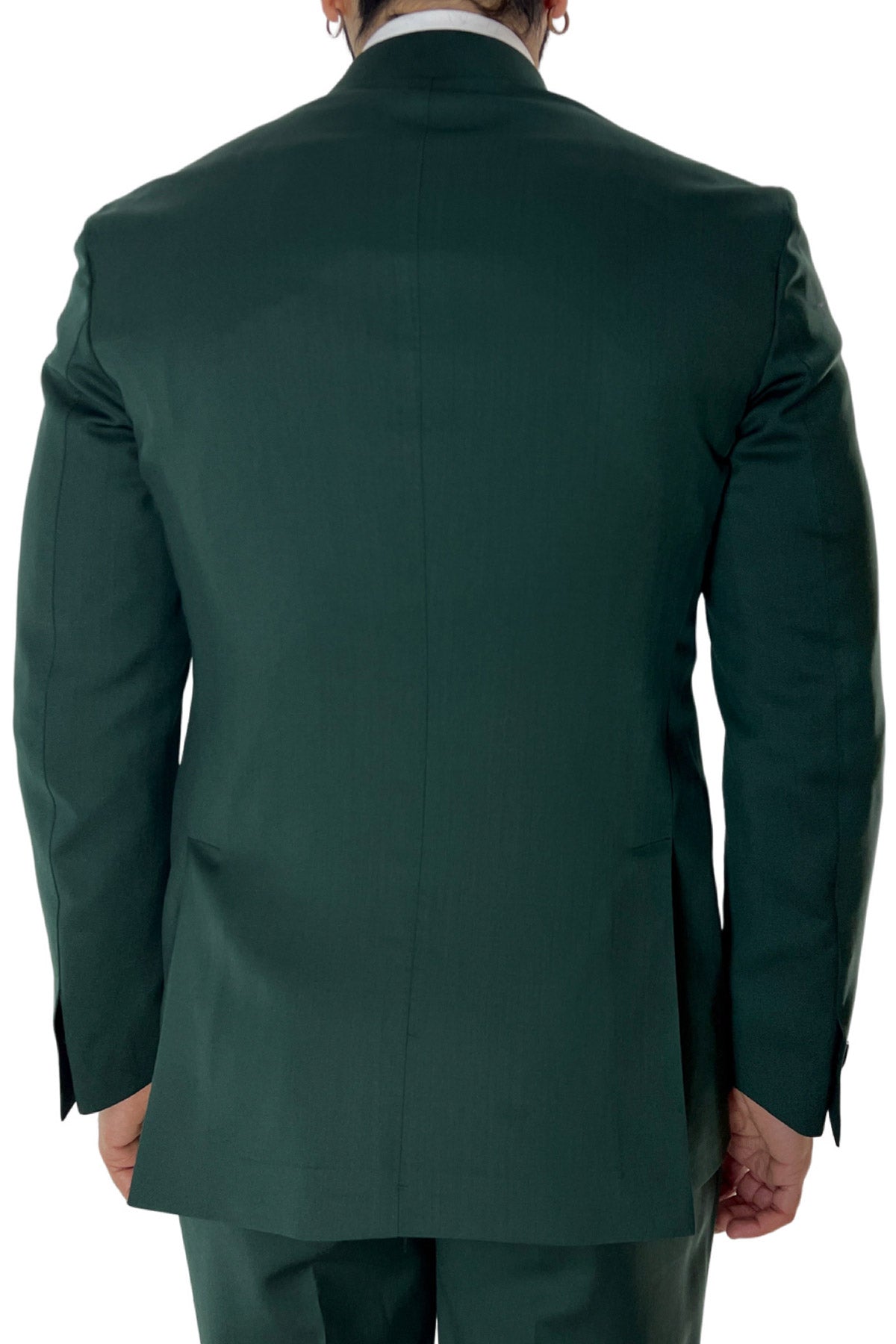 Giacca uomo monopetto verde bottiglia fresco lana super 130's Bristol Tessuti Rever a lancia