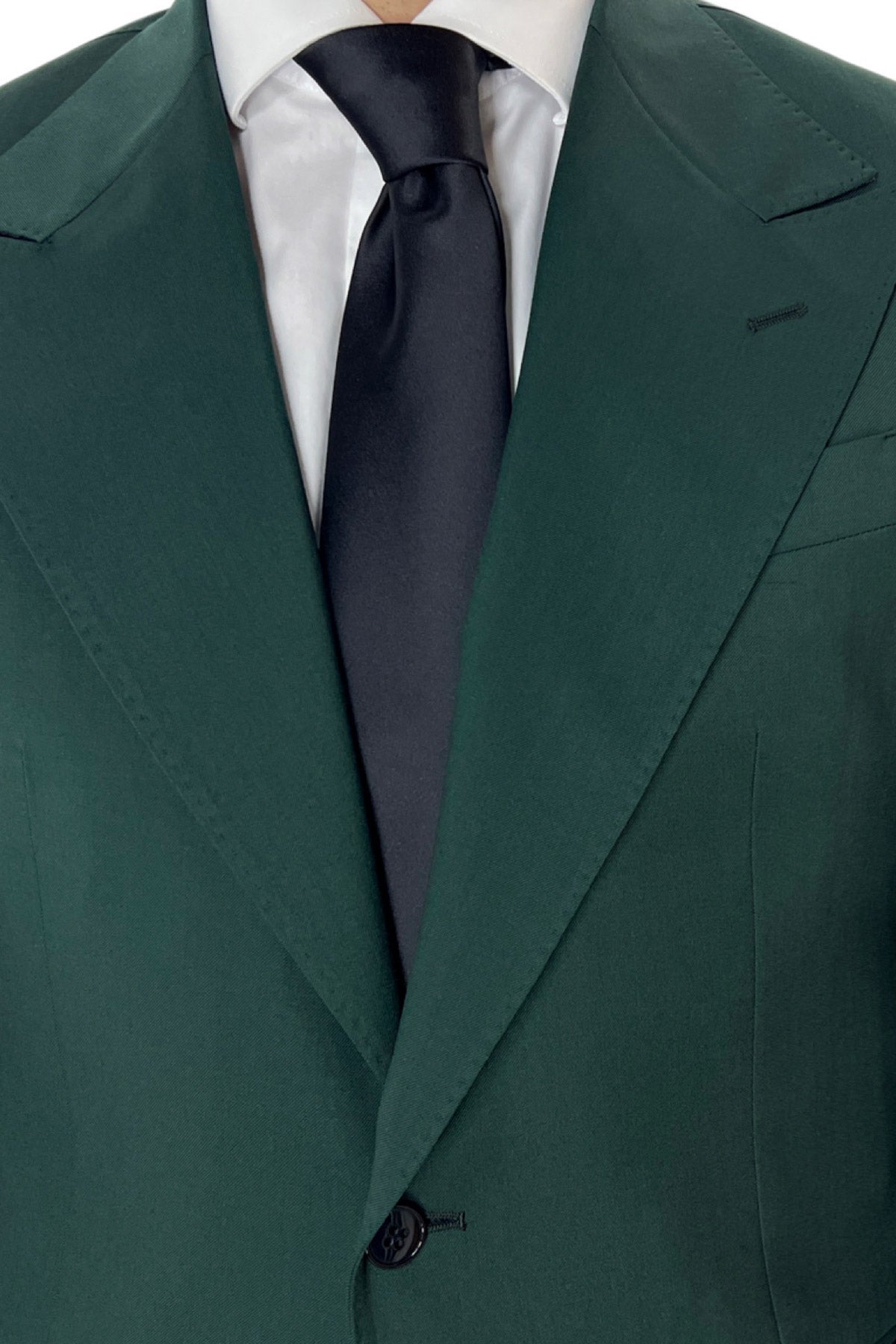 Giacca uomo monopetto verde bottiglia fresco lana super 130's Bristol Tessuti Rever a lancia