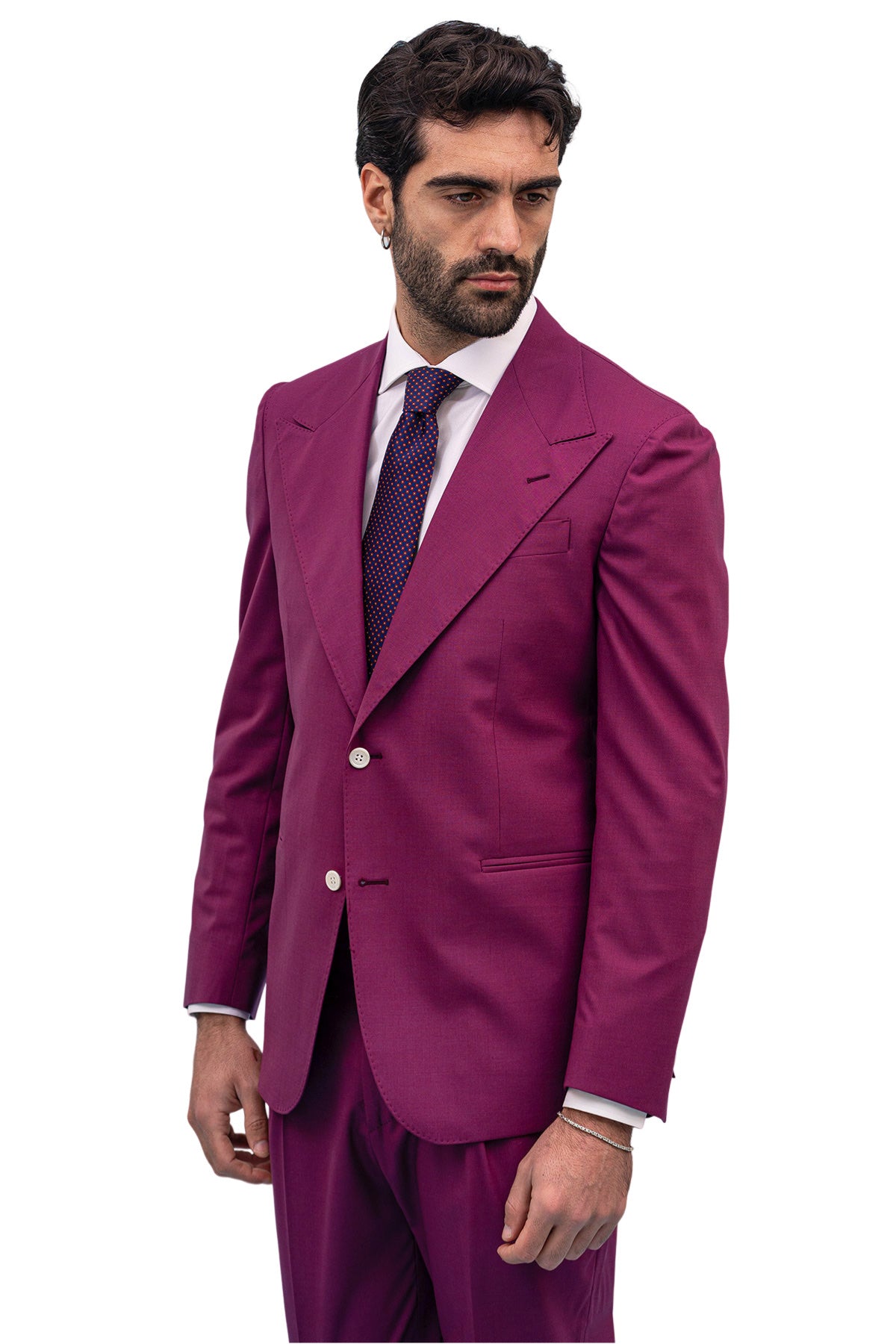 Giacca uomo monopetto vinaccia fresco lana super 100's Holland & Sherry Rever a lancia