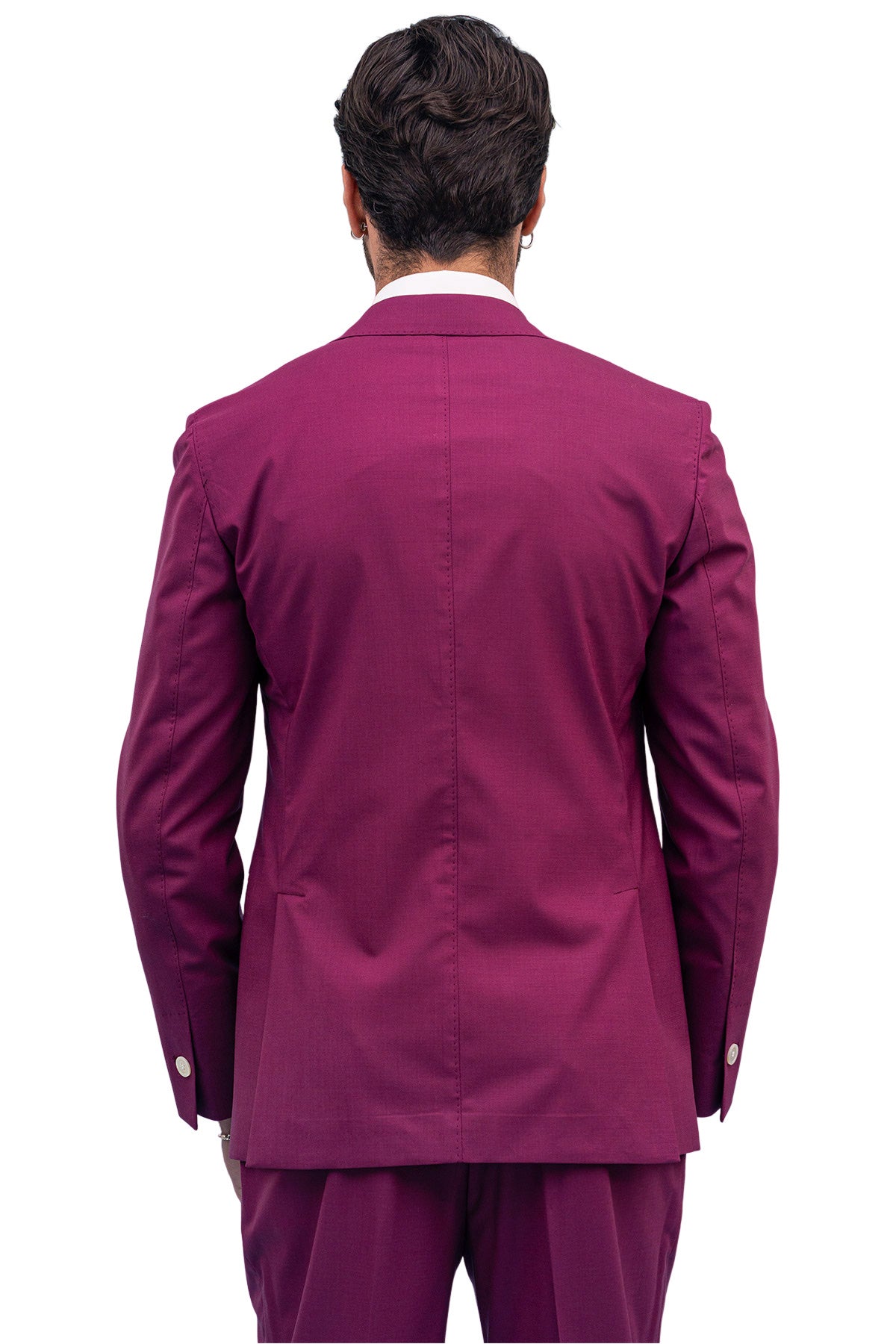 Giacca uomo monopetto vinaccia fresco lana super 100's Holland & Sherry Rever a lancia