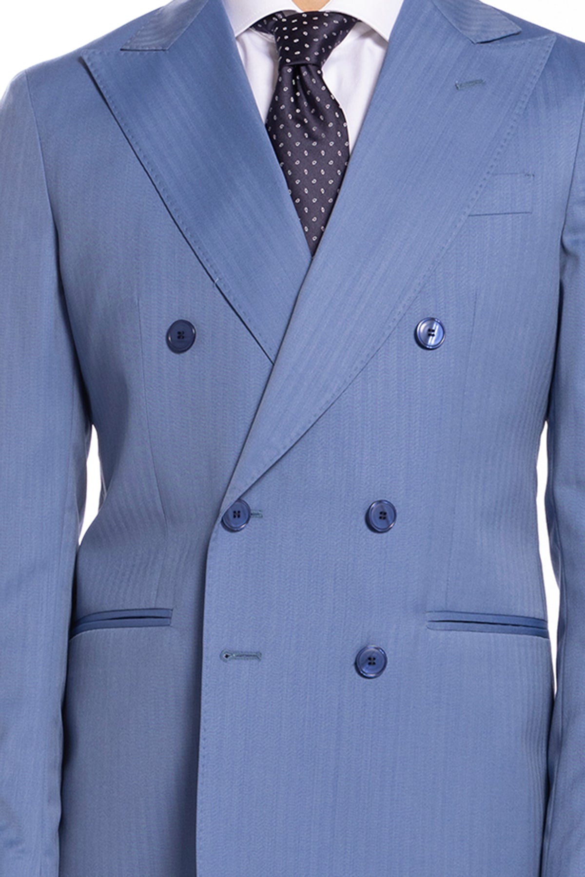 Giacca uomo Doppiopetto Celeste Solaro fresco lana super 100's e seta Holland & Sherry Rever a lancia