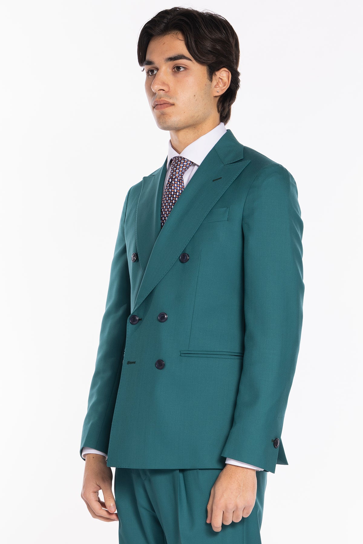 Abito uomo Doppiopetto verde menta fresco lana super 140's Holland & Sherry Rever a lancia