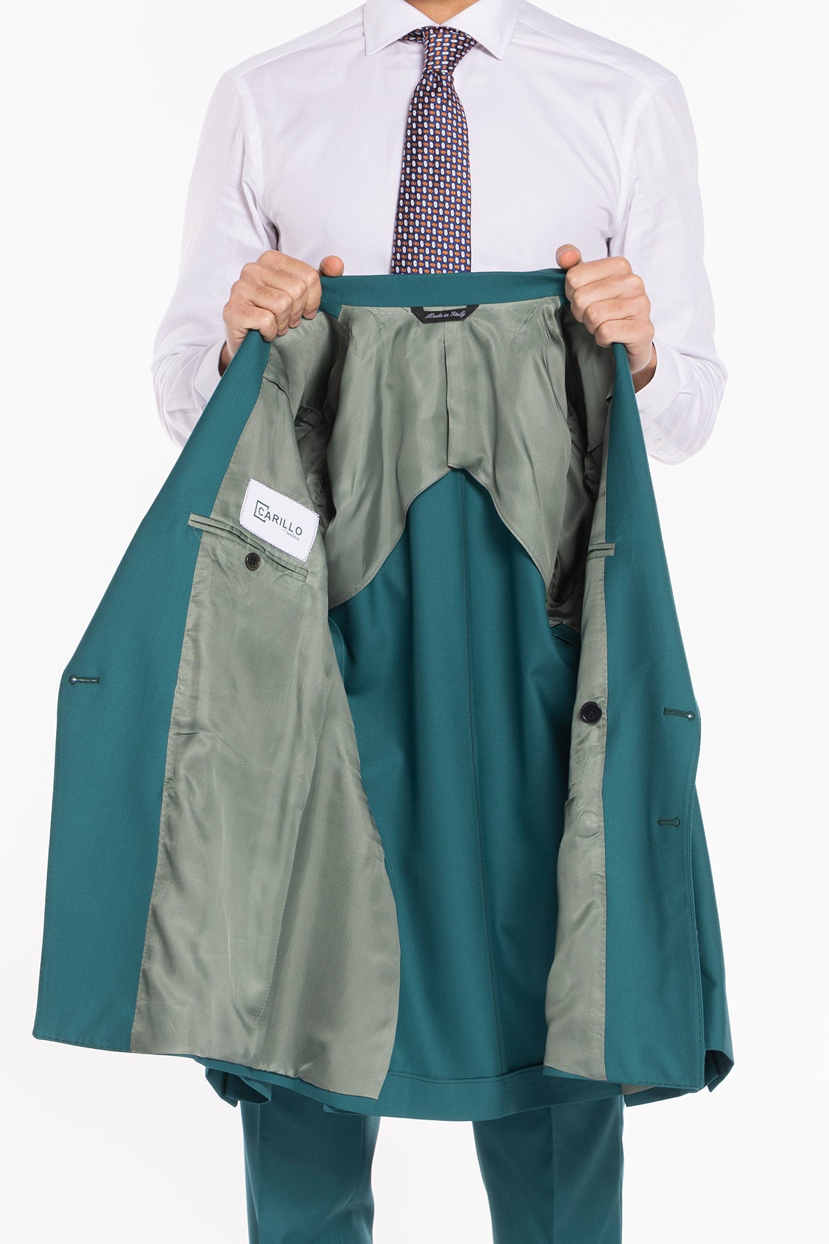 Giacca uomo Doppiopetto verde menta fresco lana super 140's Holland & Sherry Rever a lancia