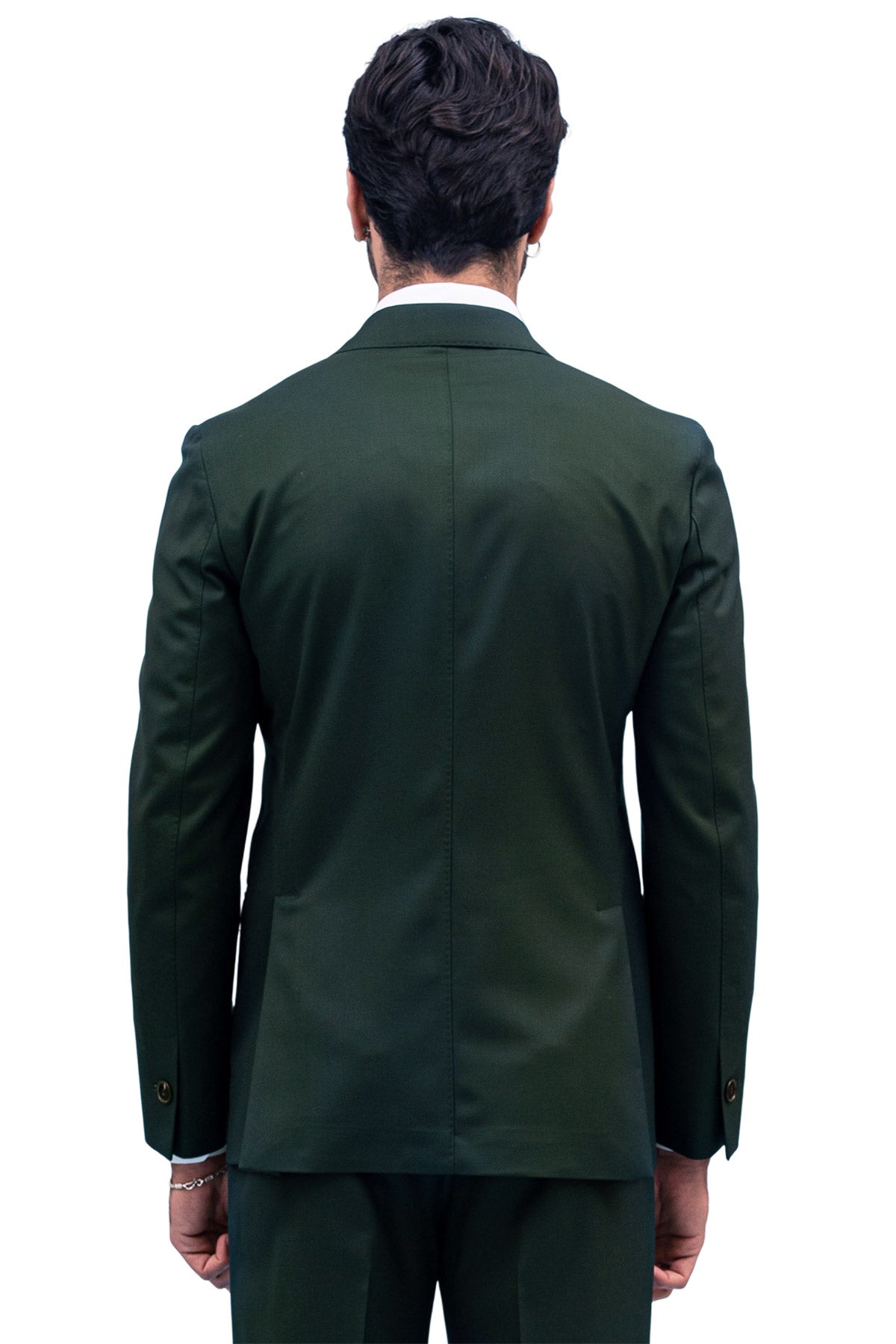 Giacca uomo Doppiopetto verde Bottiglia fresco lana super 140's Holland & Sherry Rever a lancia