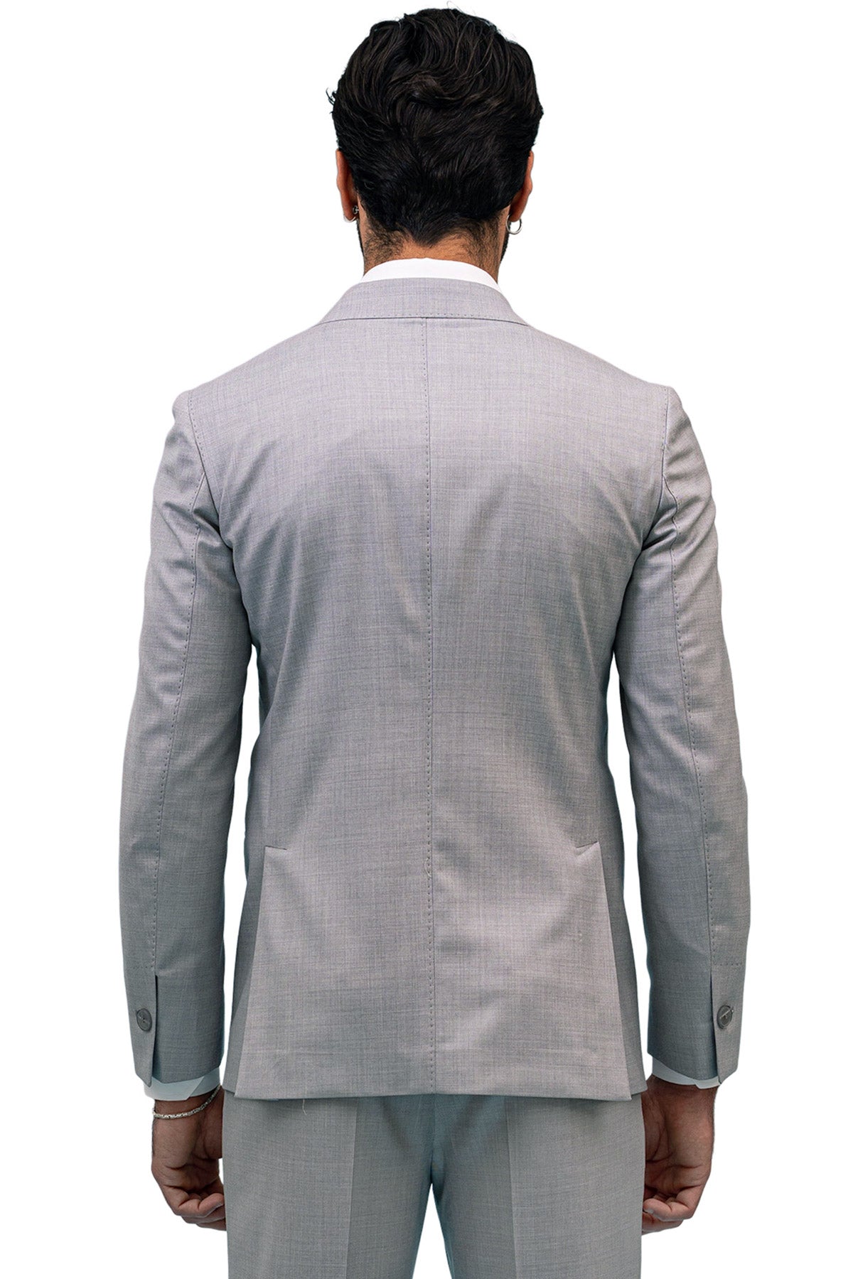 Giacca uomo Doppiopetto grigio chiaro fresco lana super 140's Holland & Sherry Rever a lancia