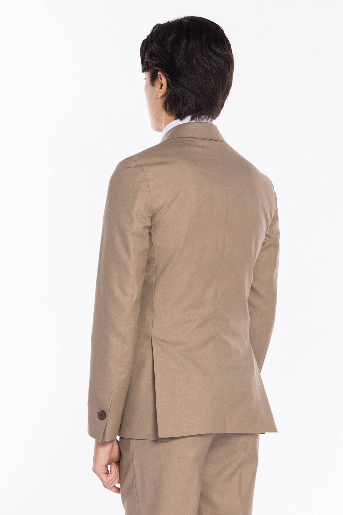 Giacca uomo Doppiopetto Beige fresco lana super 140's Holland & Sherry Rever a lancia
