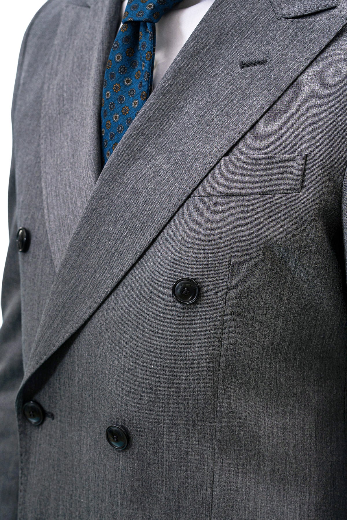Giacca uomo doppiopetto grigio scuro fresco lana super 130's Holland & Sherry Rever a lancia