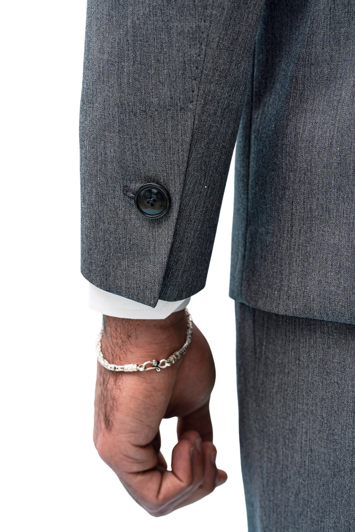 Giacca uomo doppiopetto grigio scuro fresco lana super 130's Holland & Sherry Rever a lancia