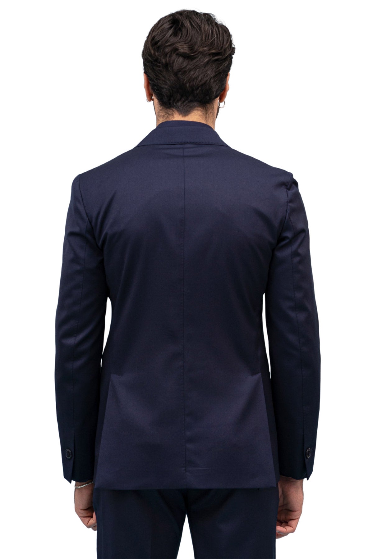 Giacca uomo Doppiopetto Navy blu fresco lana super 130's Vitale Barberis Canonico Rever a lancia