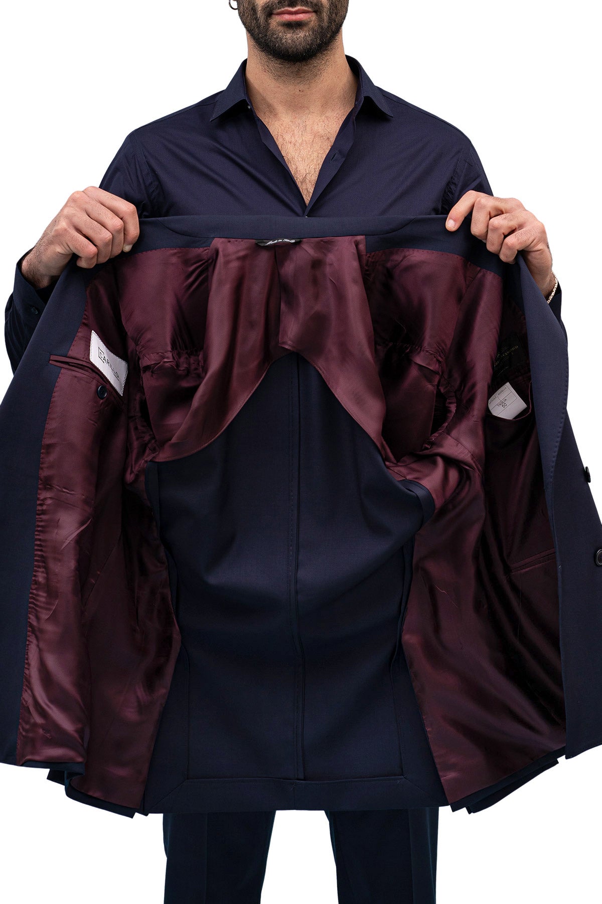 Giacca uomo Doppiopetto Navy blu fresco lana super 130's Vitale Barberis Canonico Rever a lancia