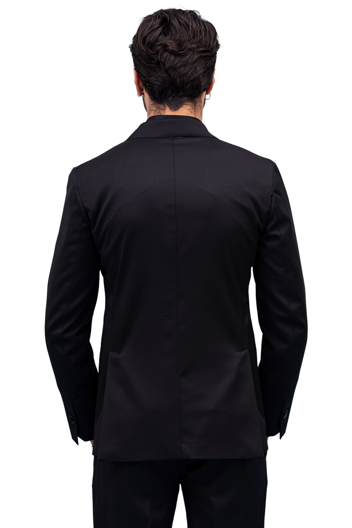 Giacca uomo Doppiopetto nera fresco lana super 130's Vitale Barberis Canonico Rever a lancia