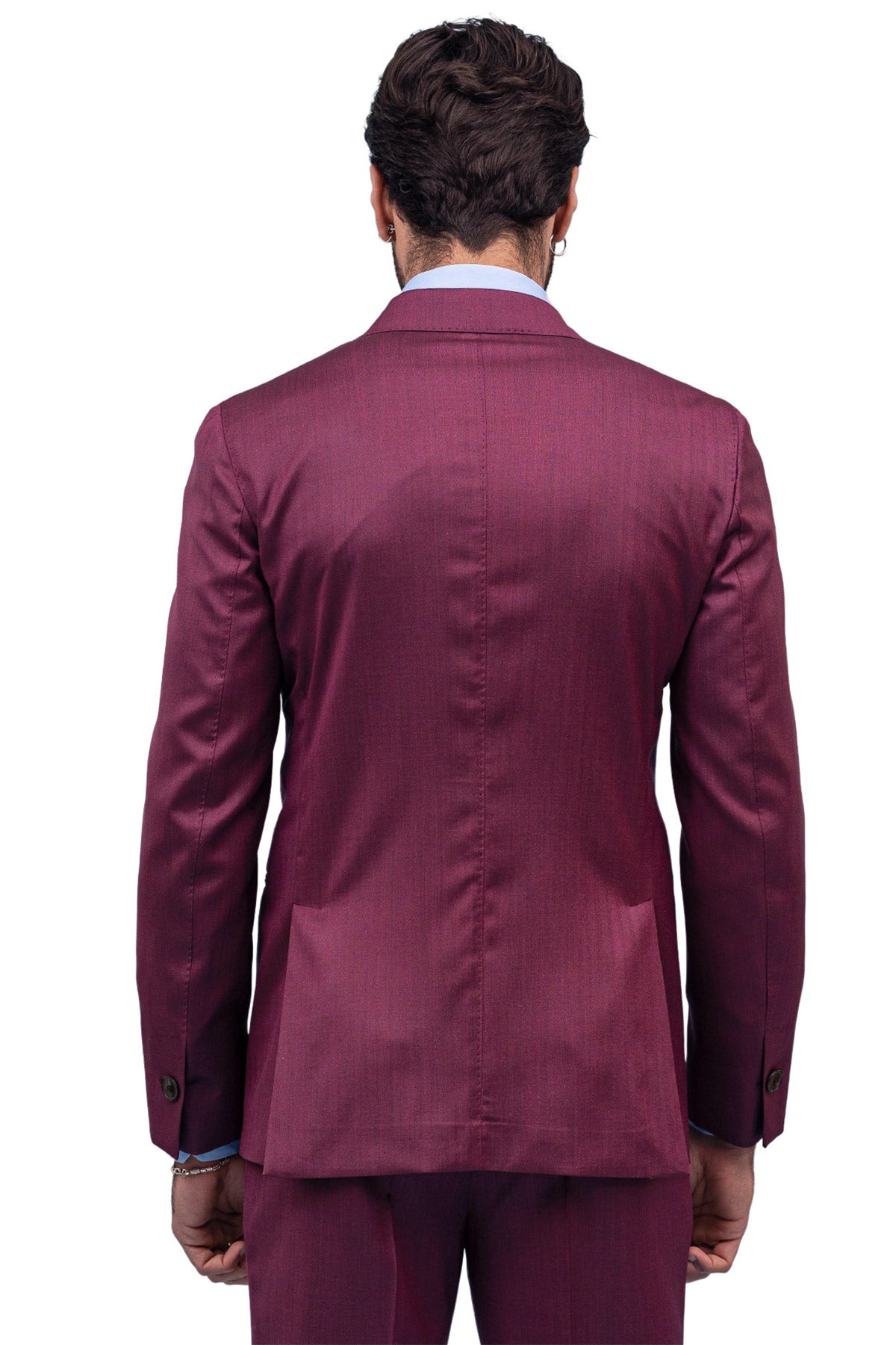 Giacca uomo Doppiopetto Bordeaux Solaro in fresco lana e seta Vitale Barberis Canonico Rever a lancia