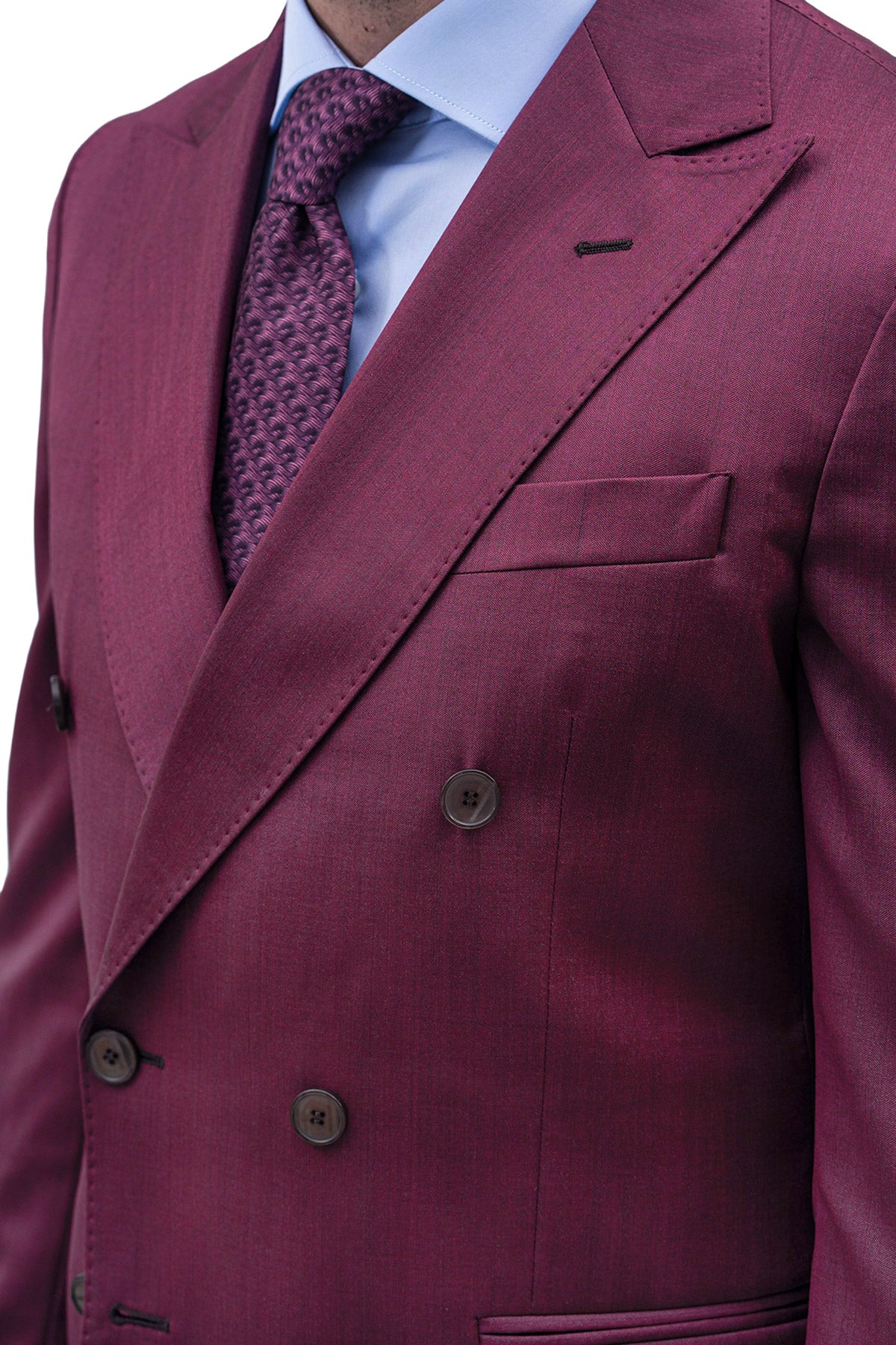 Giacca uomo Doppiopetto Bordeaux Solaro in fresco lana e seta Vitale Barberis Canonico Rever a lancia