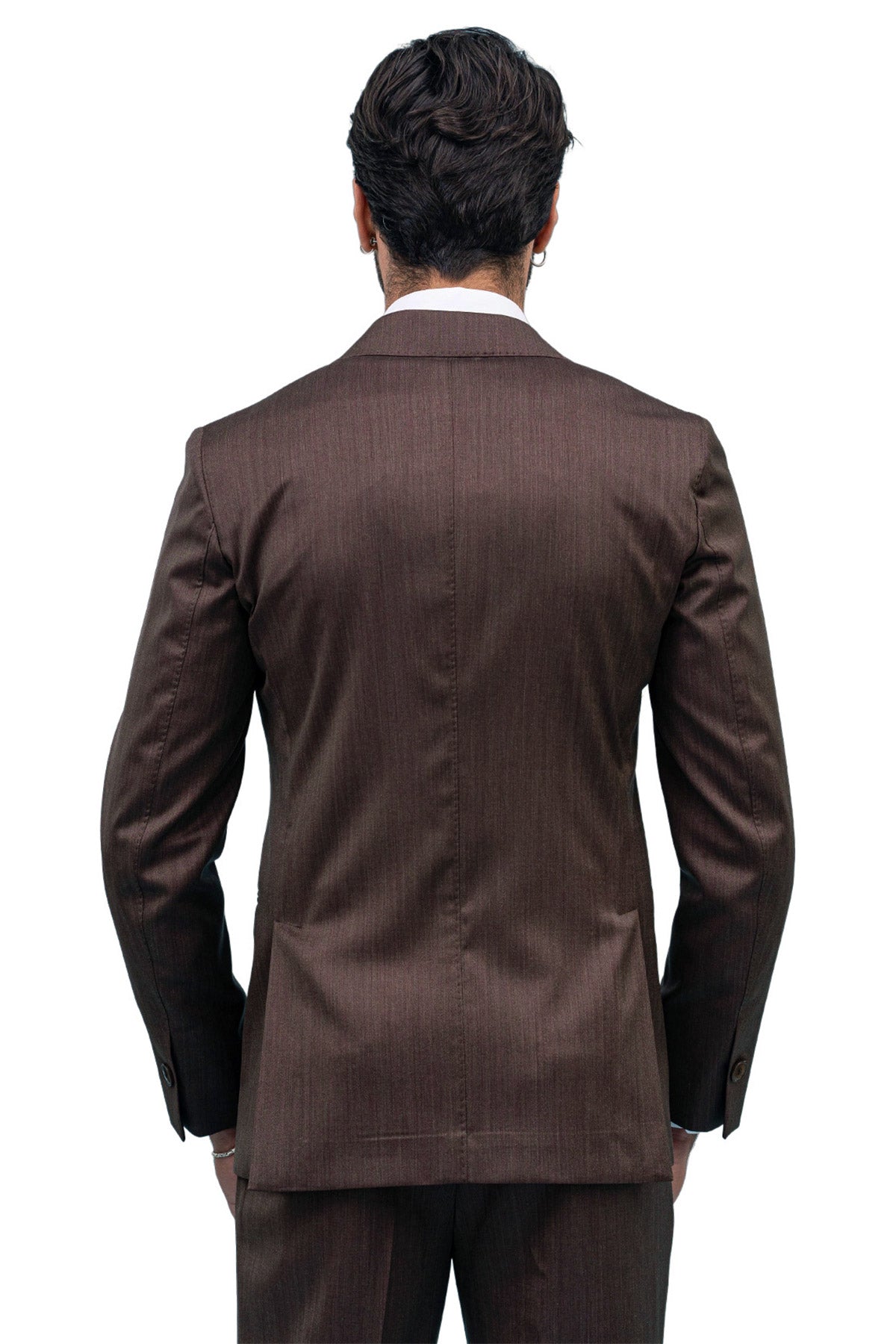 Giacca uomo Doppiopetto Marrone Solaro in fresco lana e seta Vitale Barberis Canonico Rever a lancia