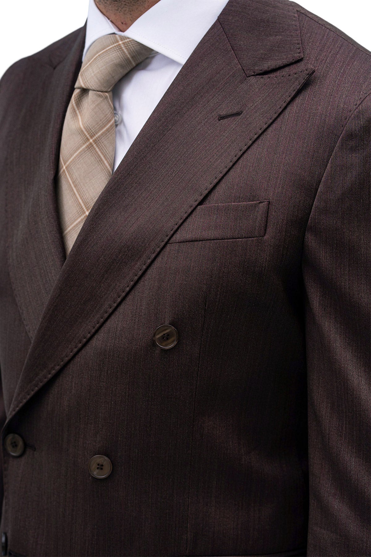 Giacca uomo Doppiopetto Marrone Solaro in fresco lana e seta Vitale Barberis Canonico Rever a lancia