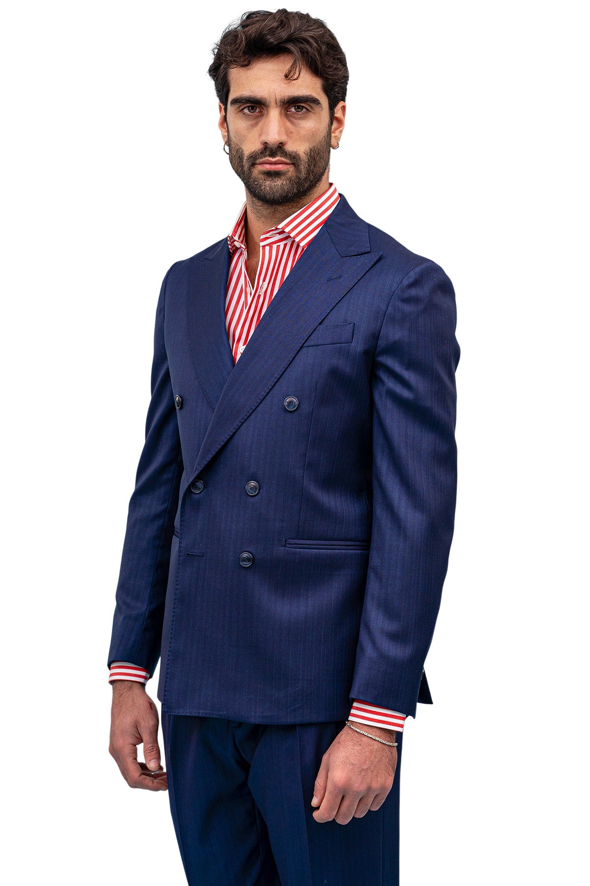 Giacca uomo Doppiopetto Navy blu Solaro in fresco lana e seta Vitale Barberis Canonico Rever a lancia