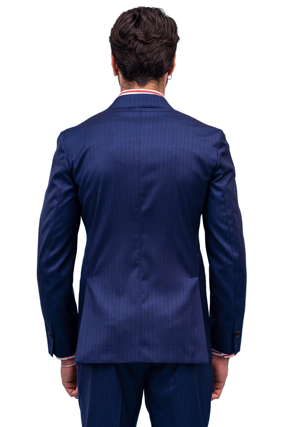 Giacca uomo Doppiopetto Navy blu Solaro in fresco lana e seta Vitale Barberis Canonico Rever a lancia