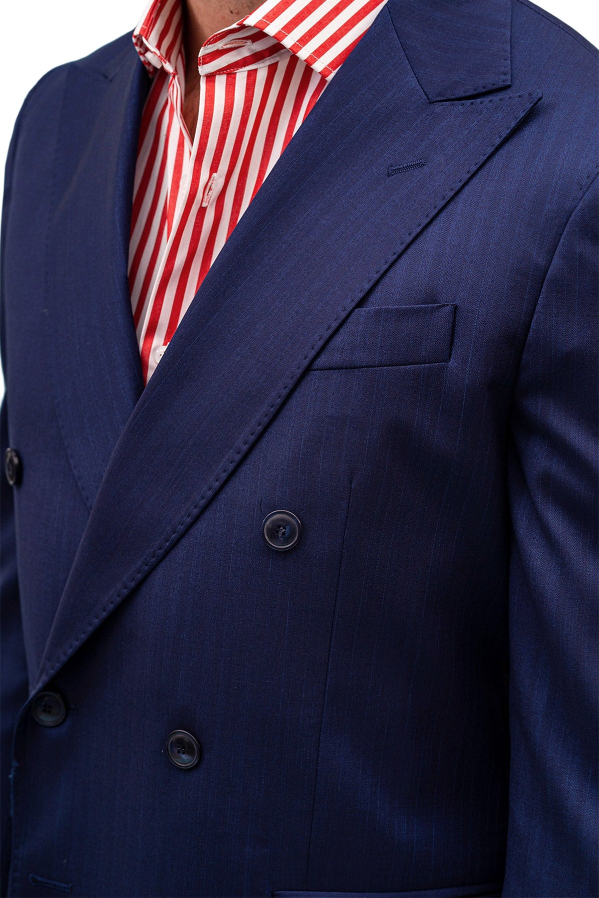 Giacca uomo Doppiopetto Navy blu Solaro in fresco lana e seta Vitale Barberis Canonico Rever a lancia