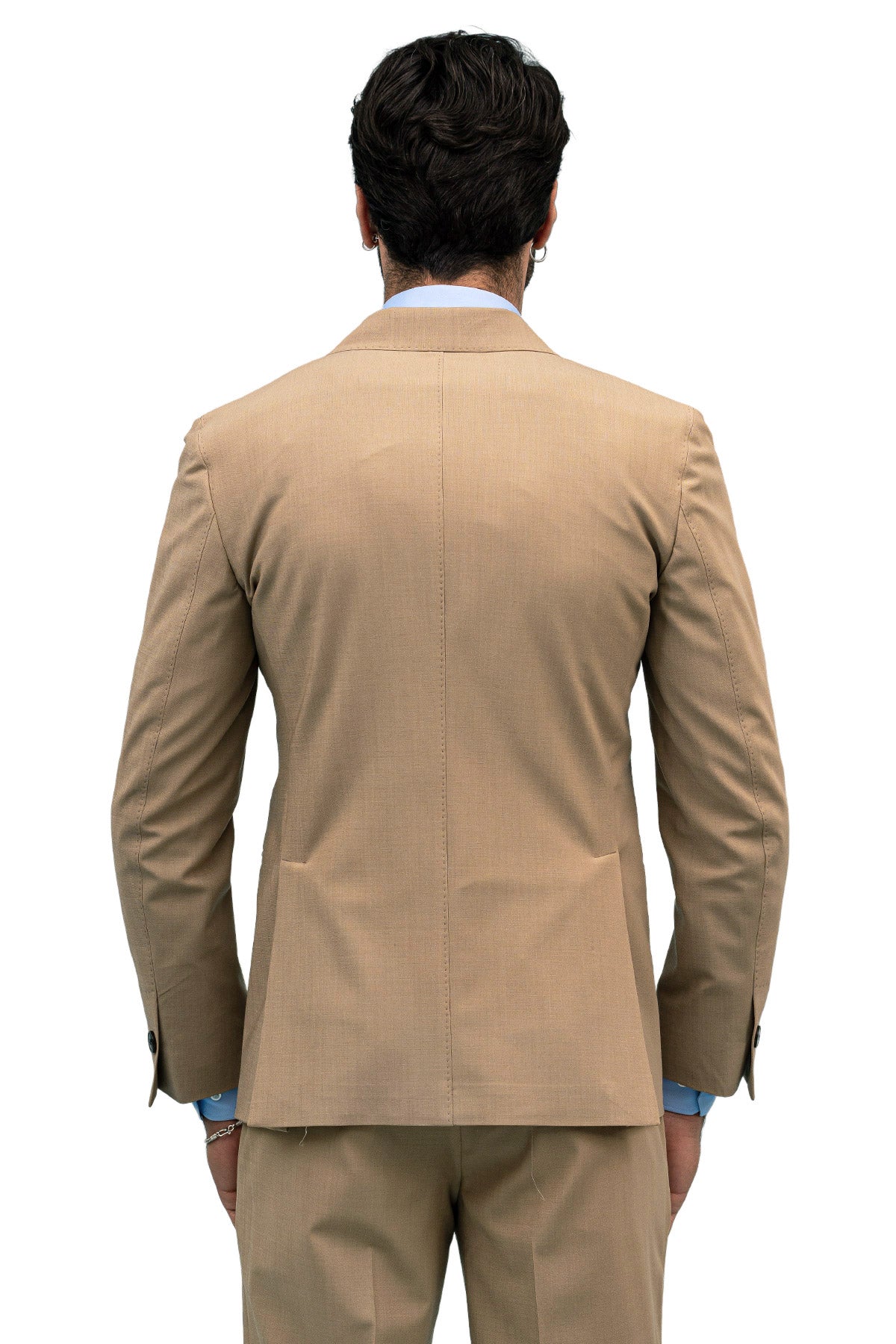Giacca uomo Doppiopetto beige fresco lana mista Rever a lancia